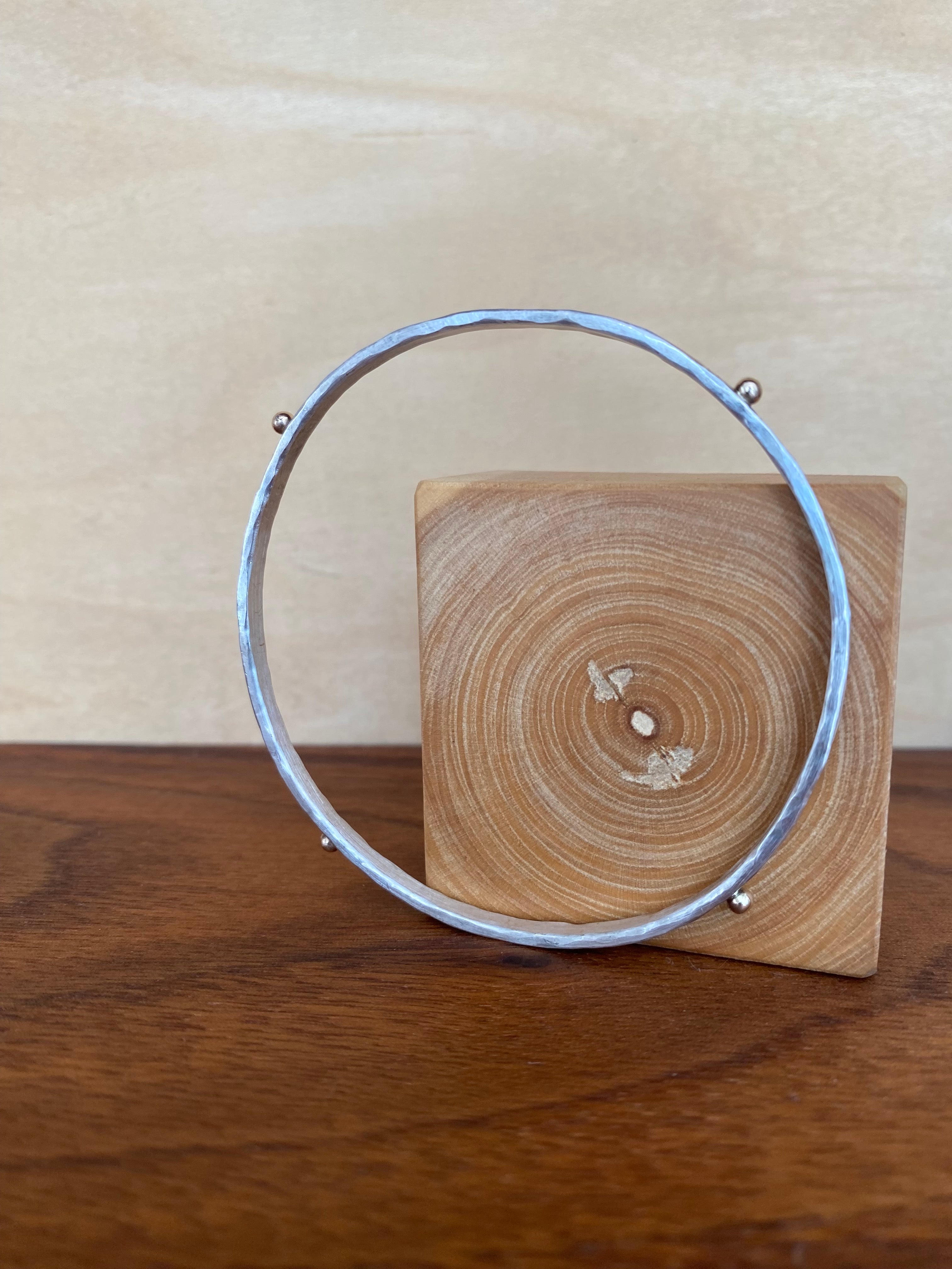 Elle Naz- Hammered Bangle Bracelet with Gold Buttons