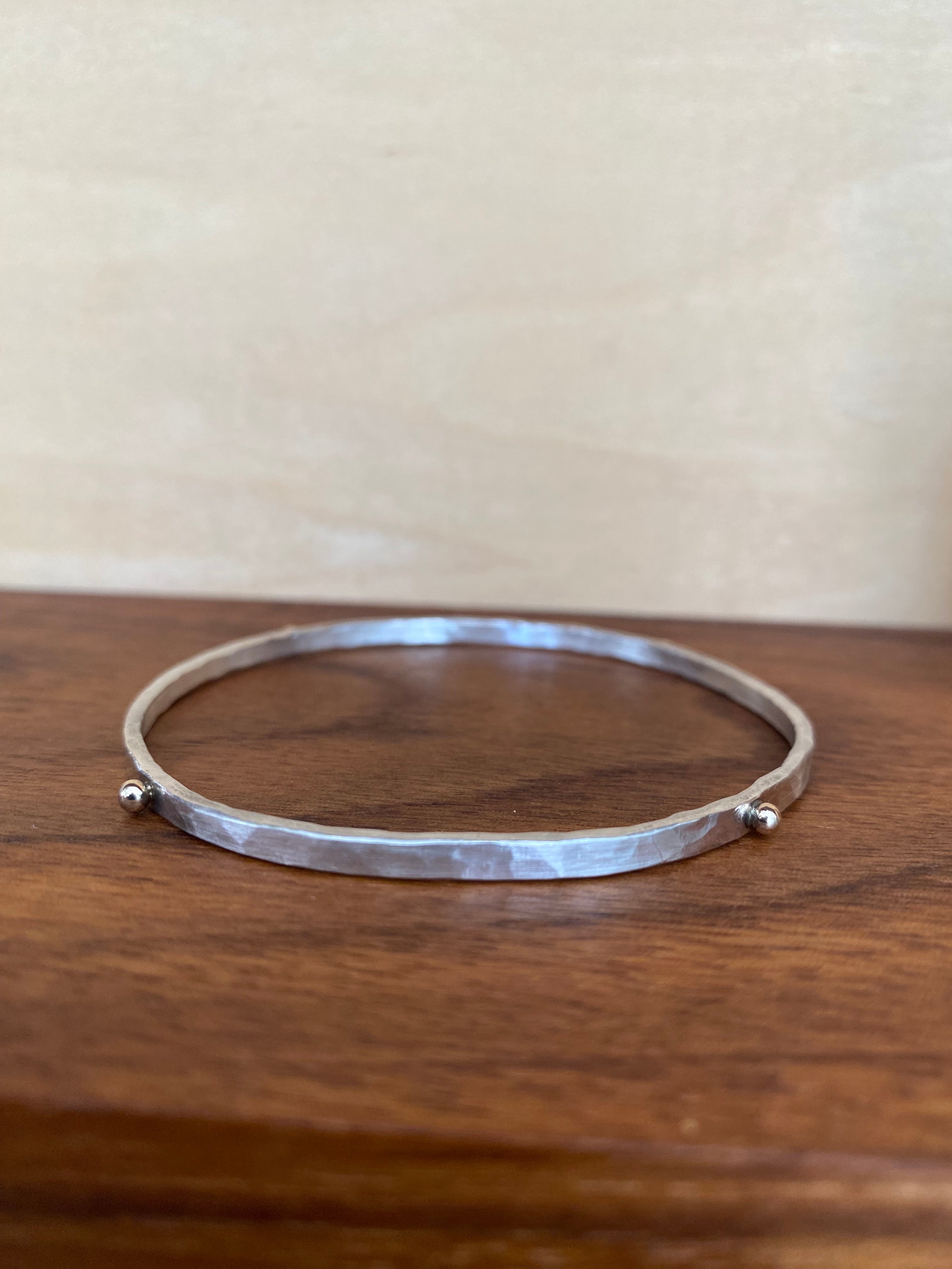 Elle Naz- Hammered Bangle Bracelet with Gold Buttons
