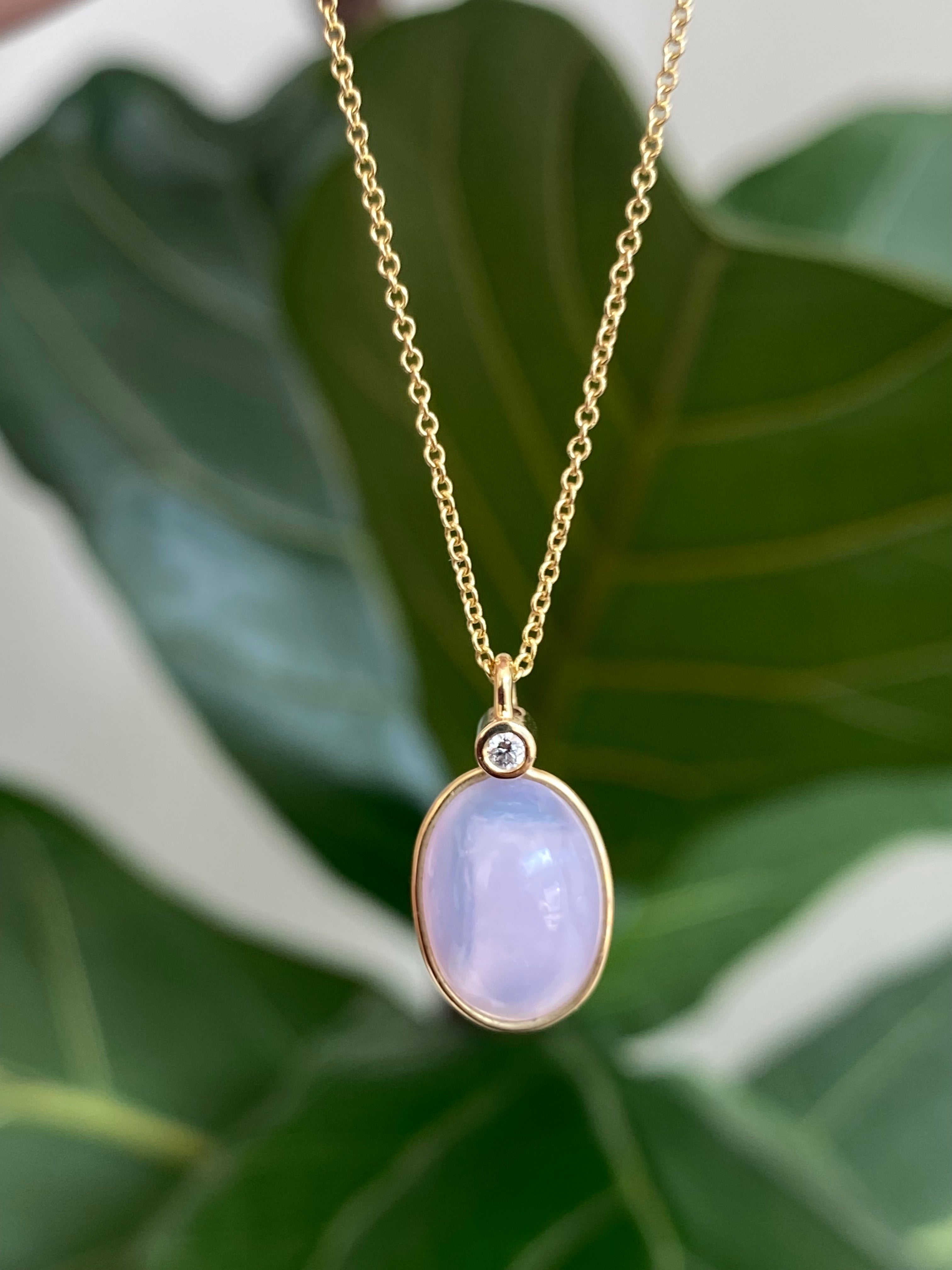 Folium Jewels- Holly Blue Agate and Diamond Necklace