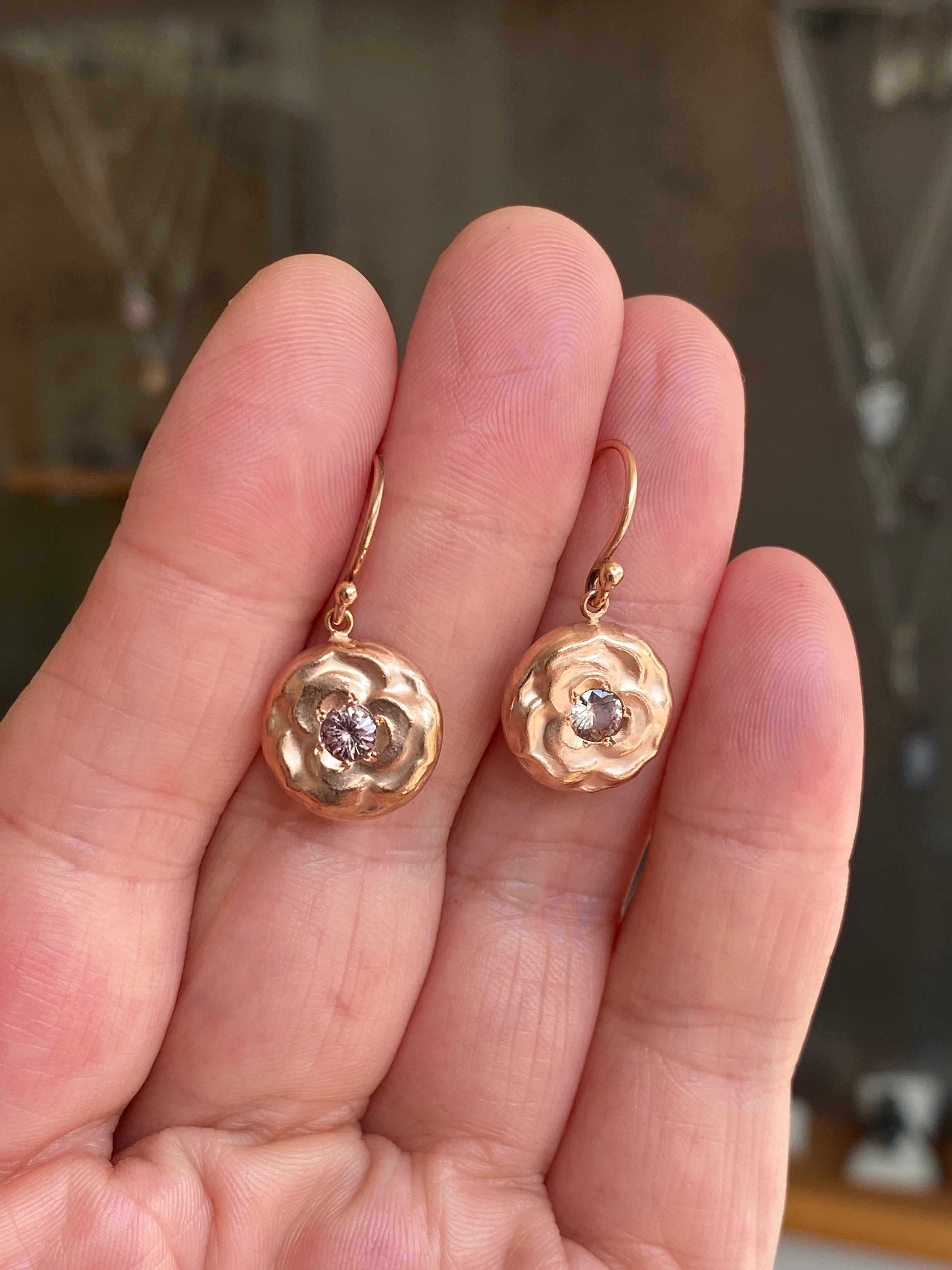 Folium Jewels- Rose Dangle Earrings with Sapphire