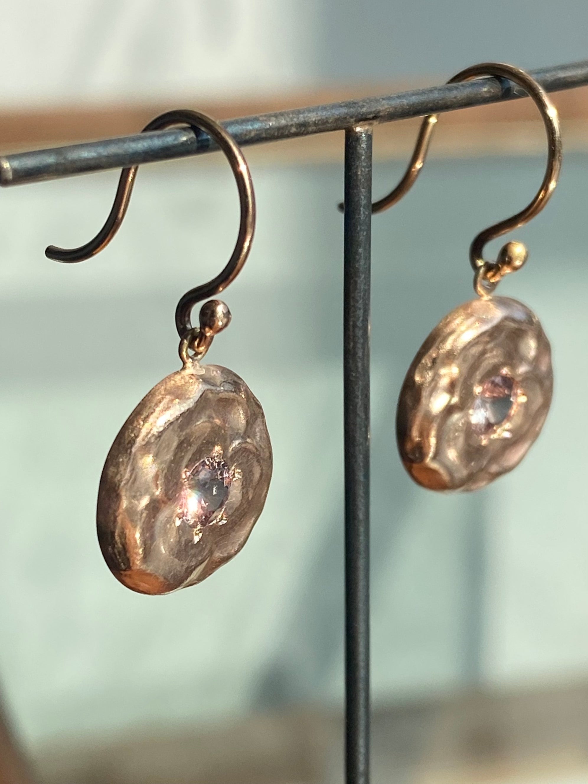 Folium Jewels- Rose Dangle Earrings with Sapphire