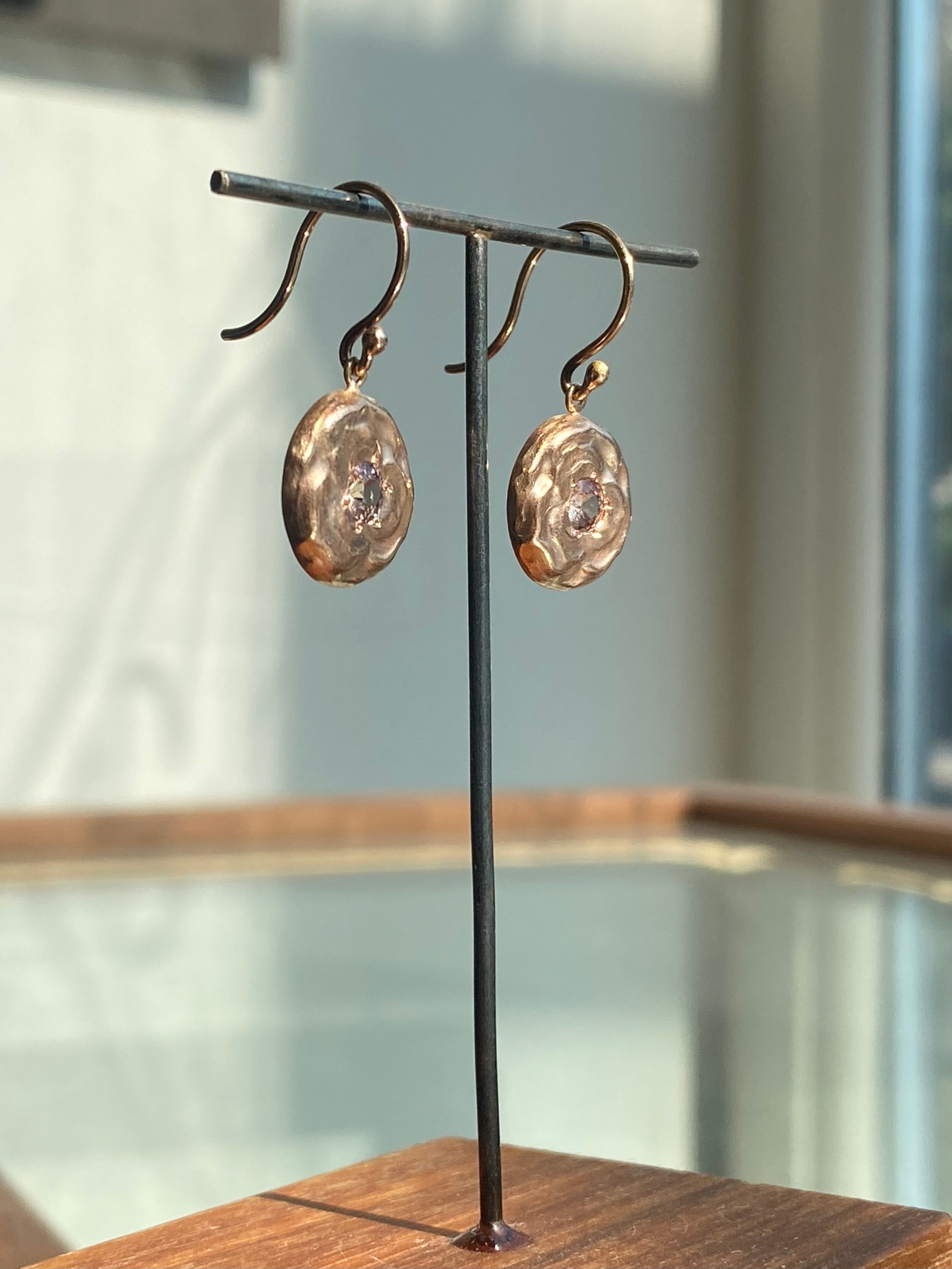 Folium Jewels- Rose Dangle Earrings with Sapphire