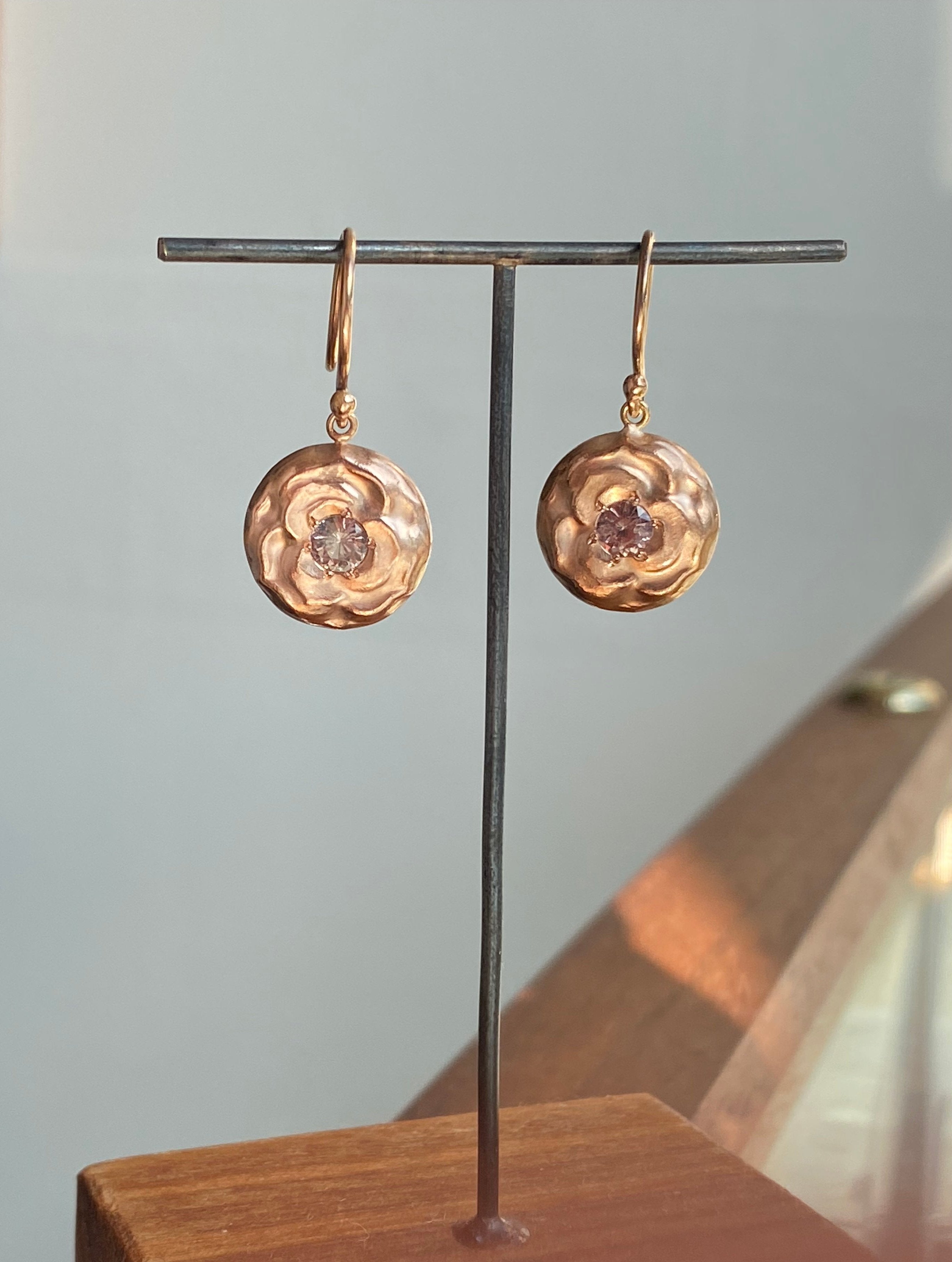 Folium Jewels- Rose Dangle Earrings with Sapphire