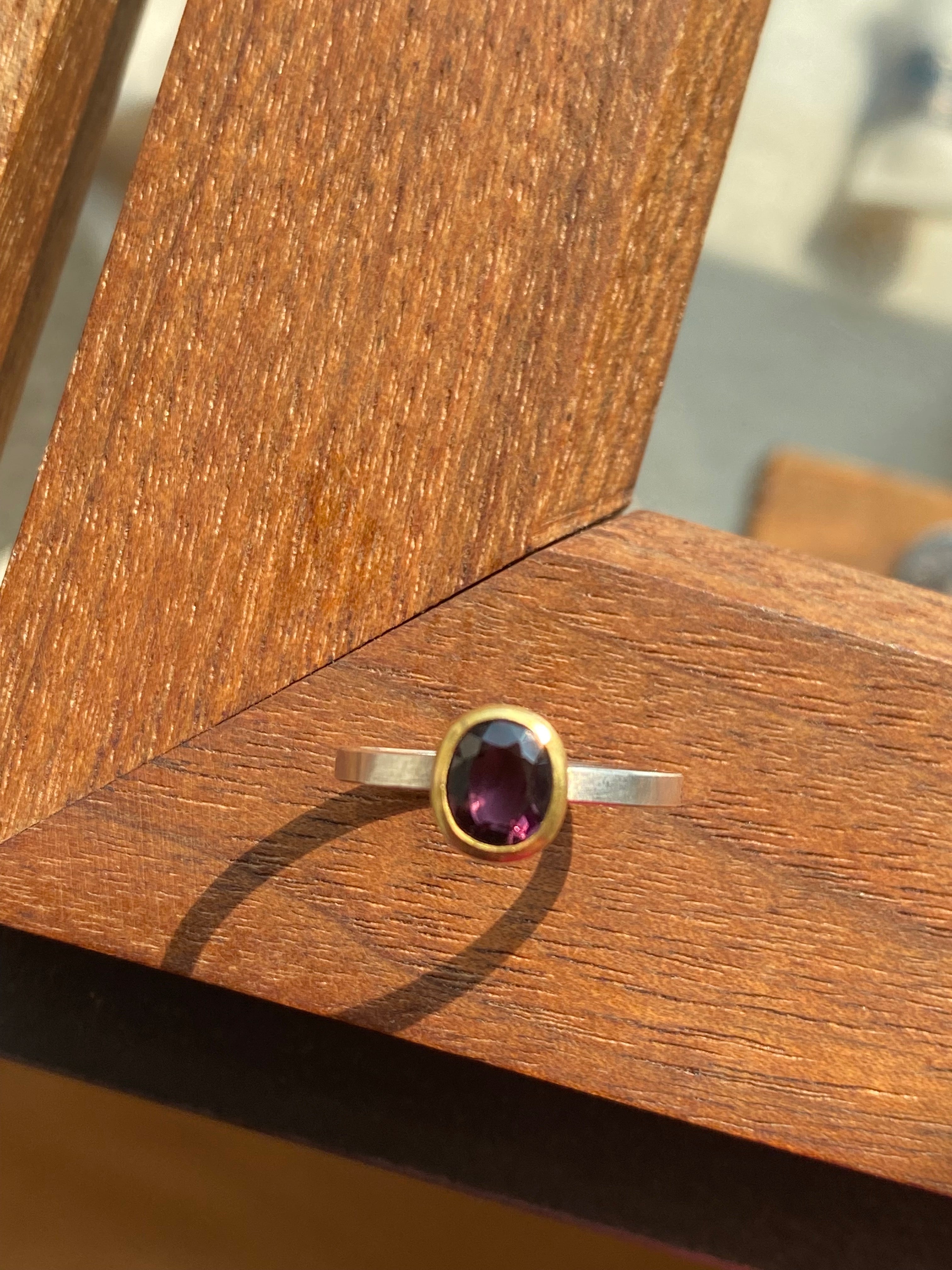 Sam Woehrmann- Maroon Spinel Stacking Ring