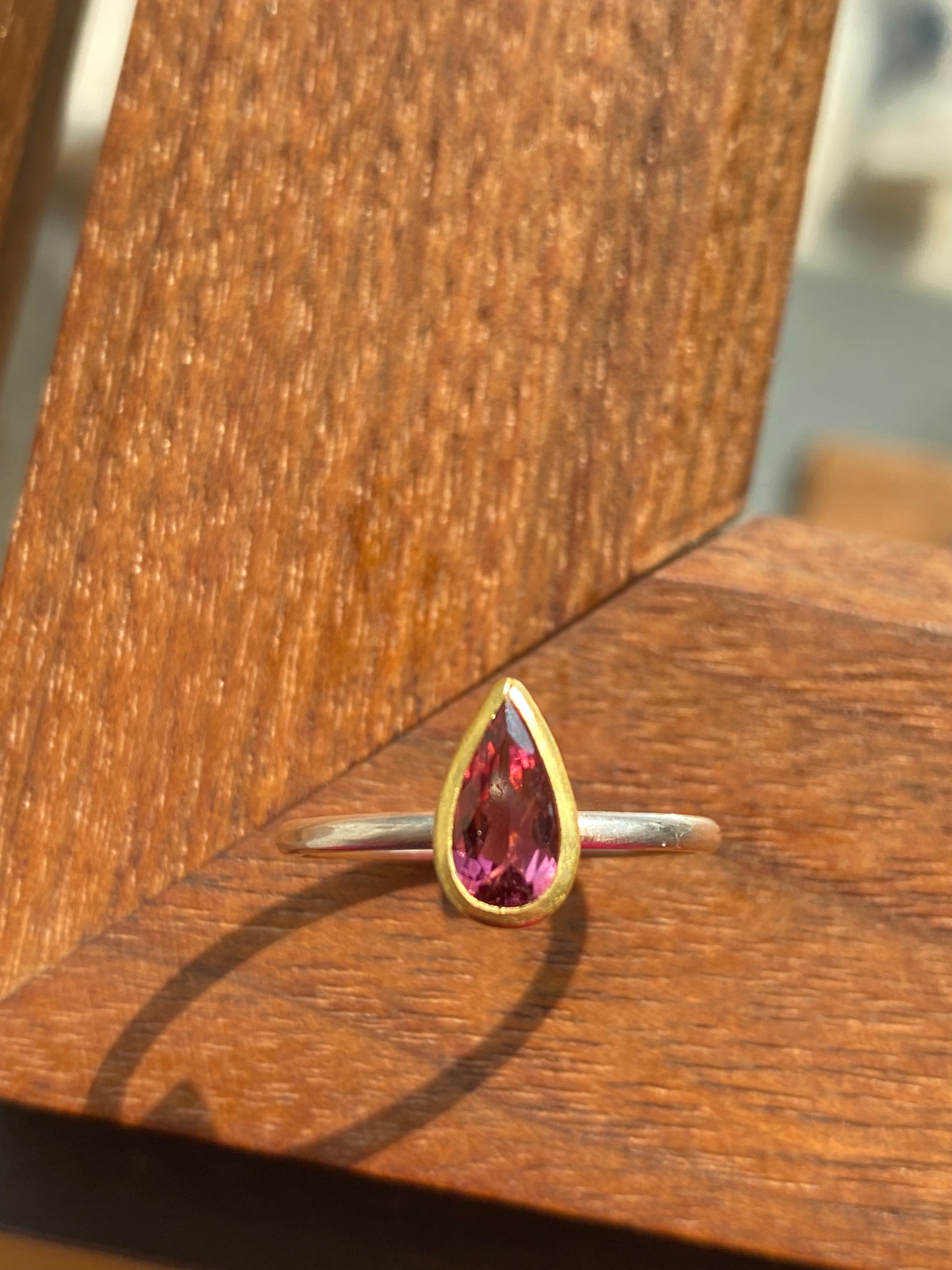 Sam Woehrmann- Pink Tourmaline Drop Stacking Ring