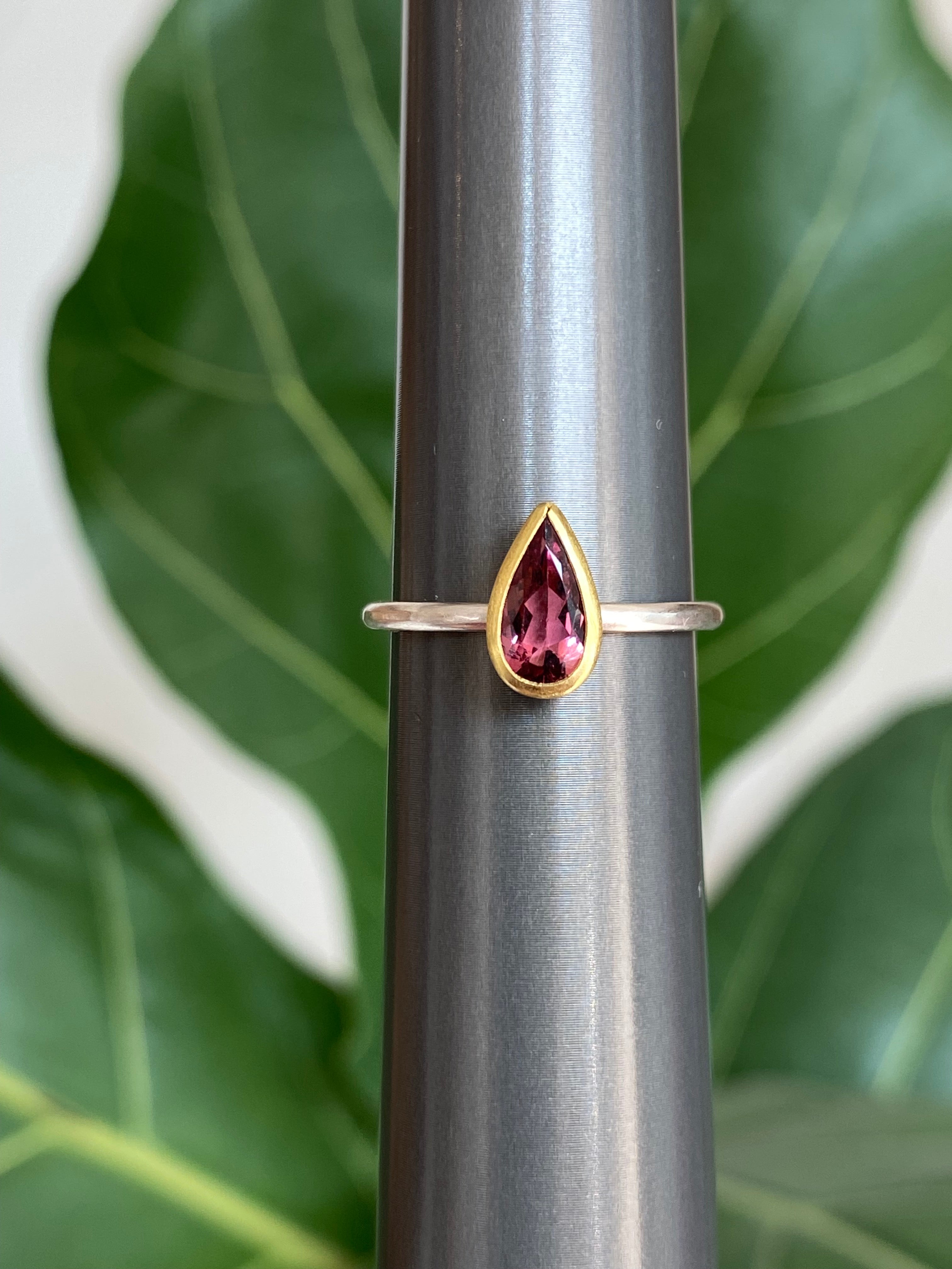 Sam Woehrmann- Pink Tourmaline Drop Stacking Ring