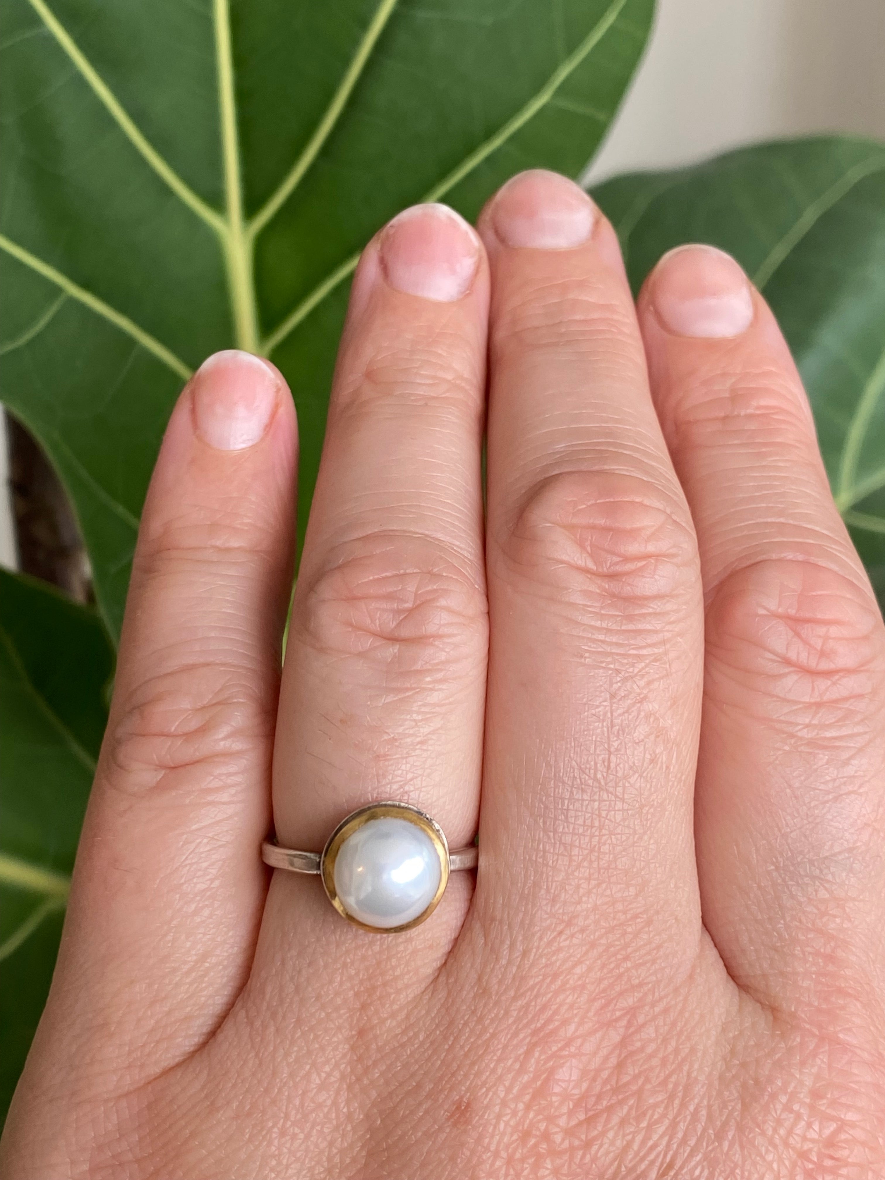 YFarmani Jewelry- White Pearl Ring