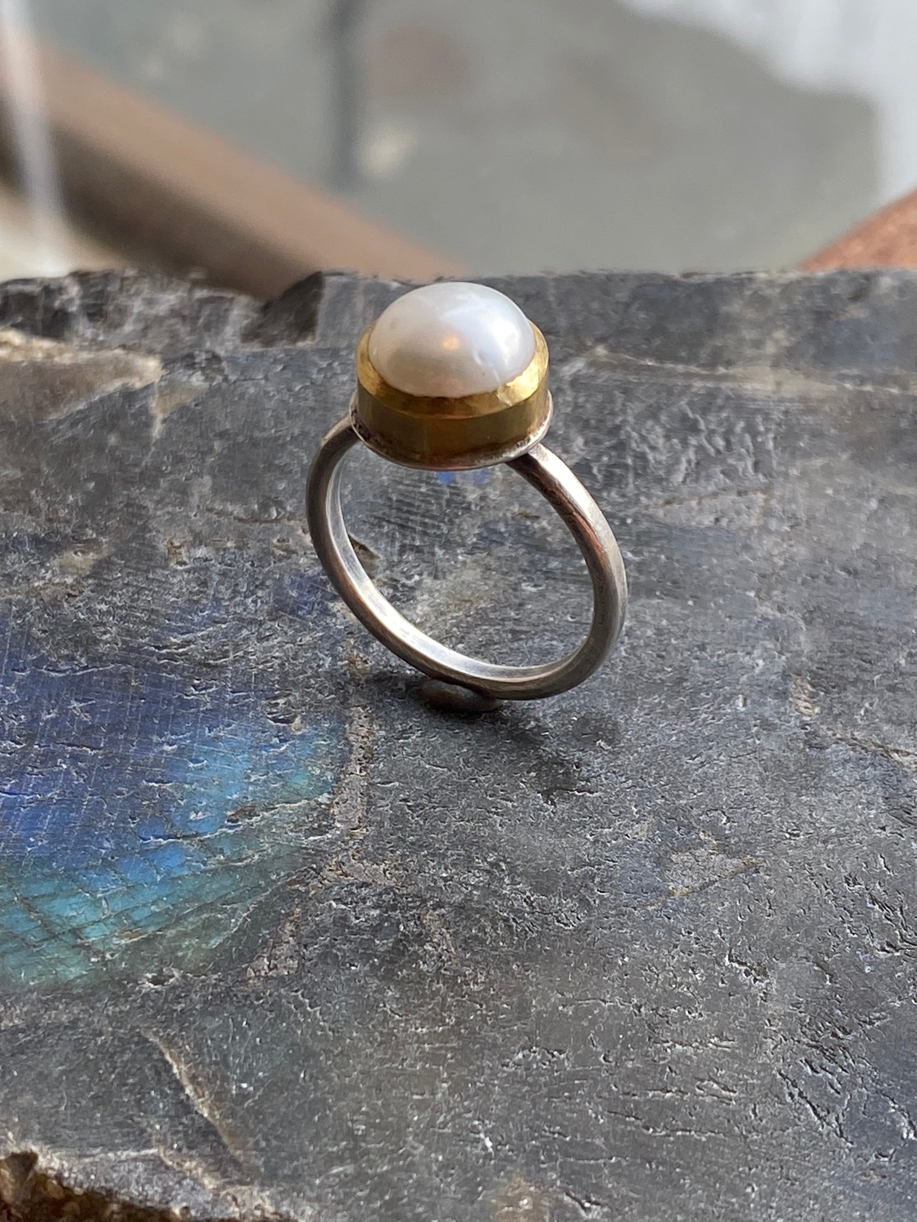 YFarmani Jewelry- White Pearl Ring