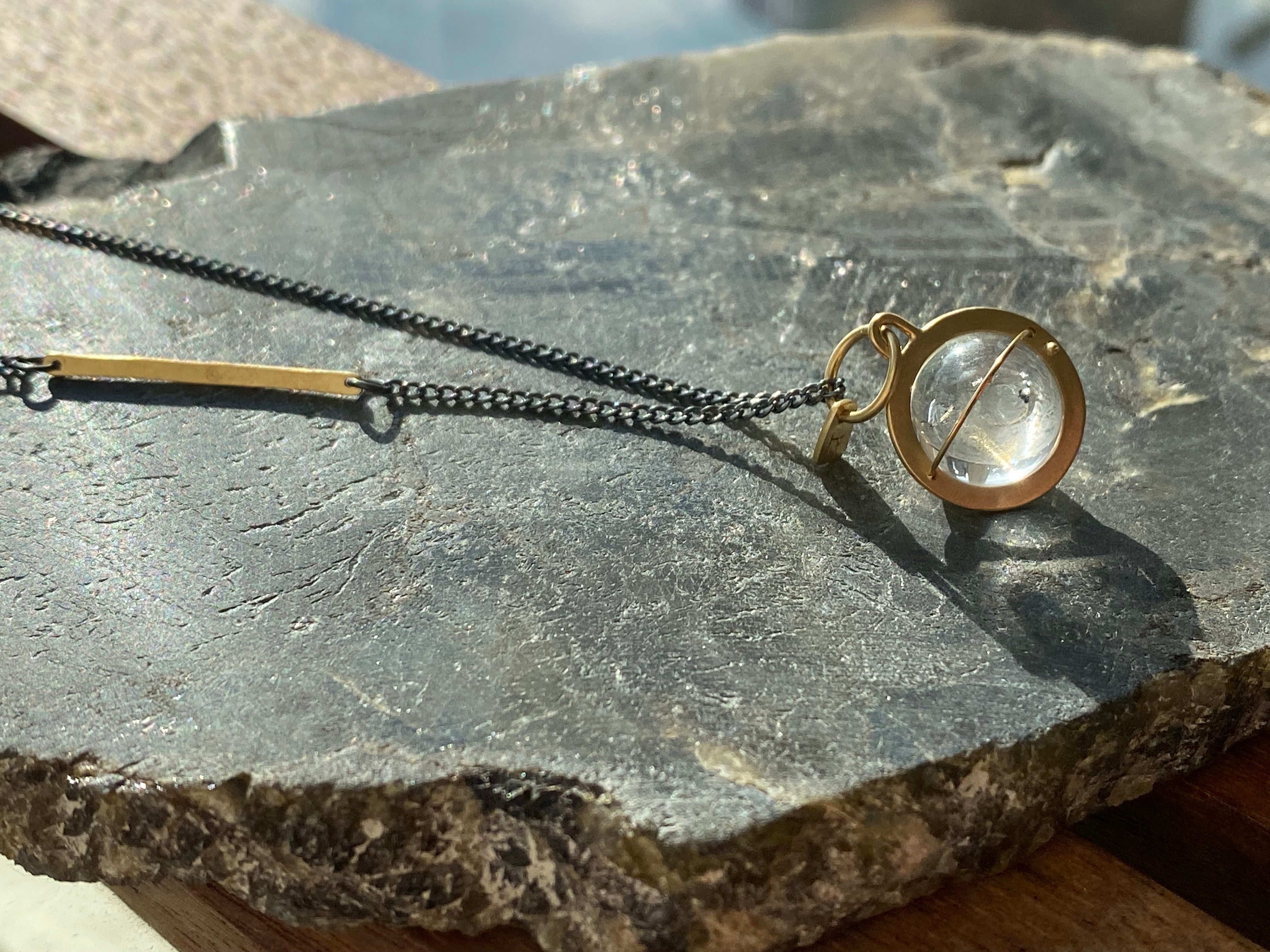 Hilary Finck- Captured Enhydro Quartz Orb Necklace