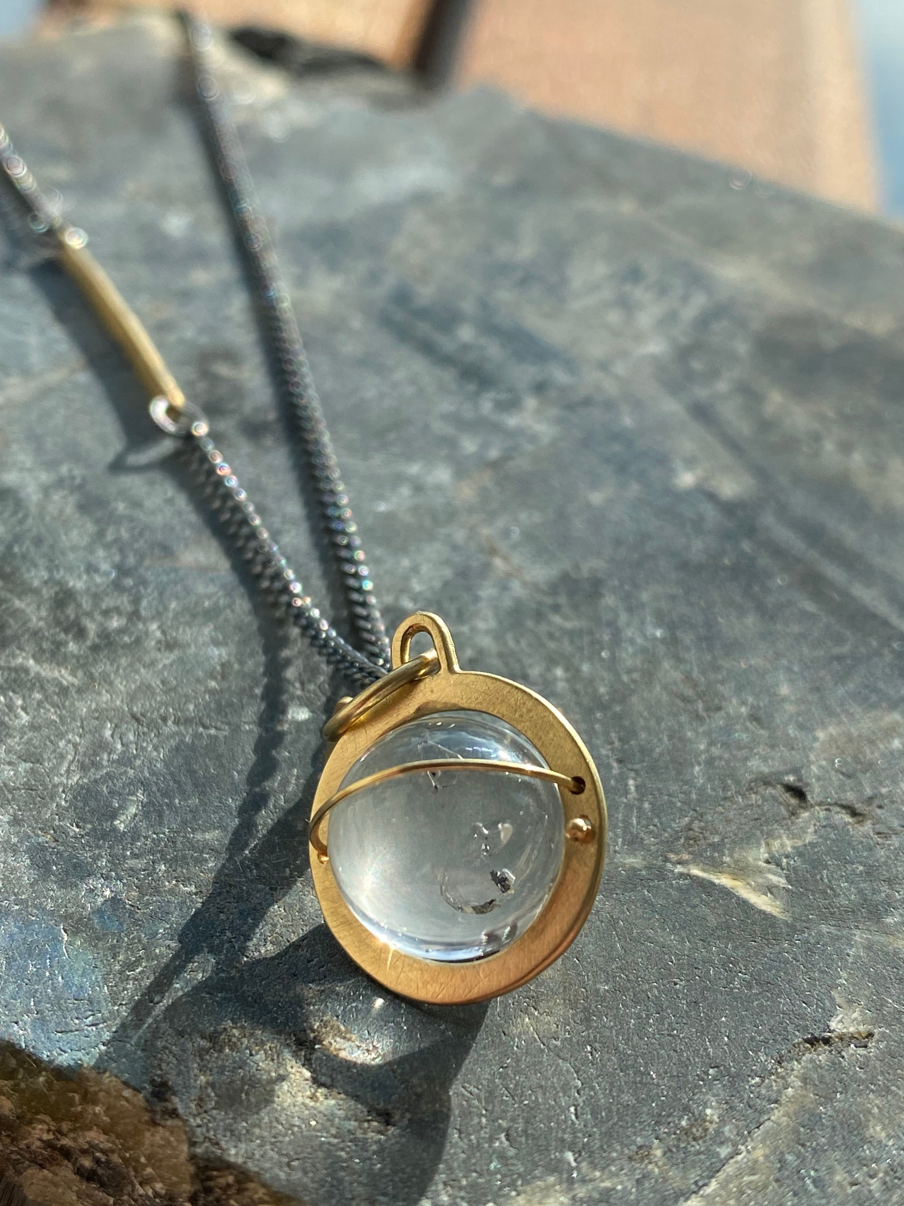 Hilary Finck- Captured Enhydro Quartz Orb Necklace