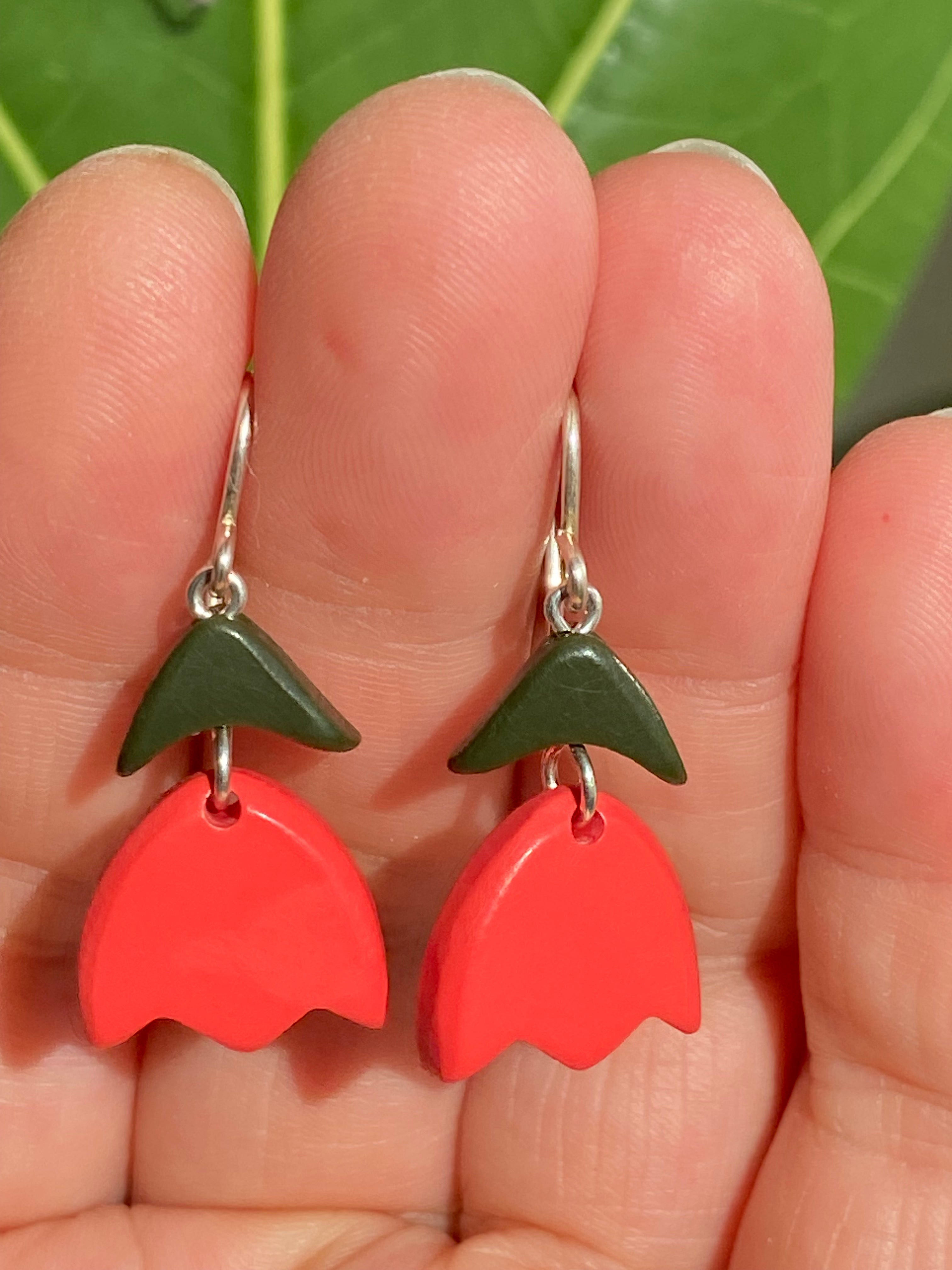 Woll Jewelry- Red Tulip Earrings