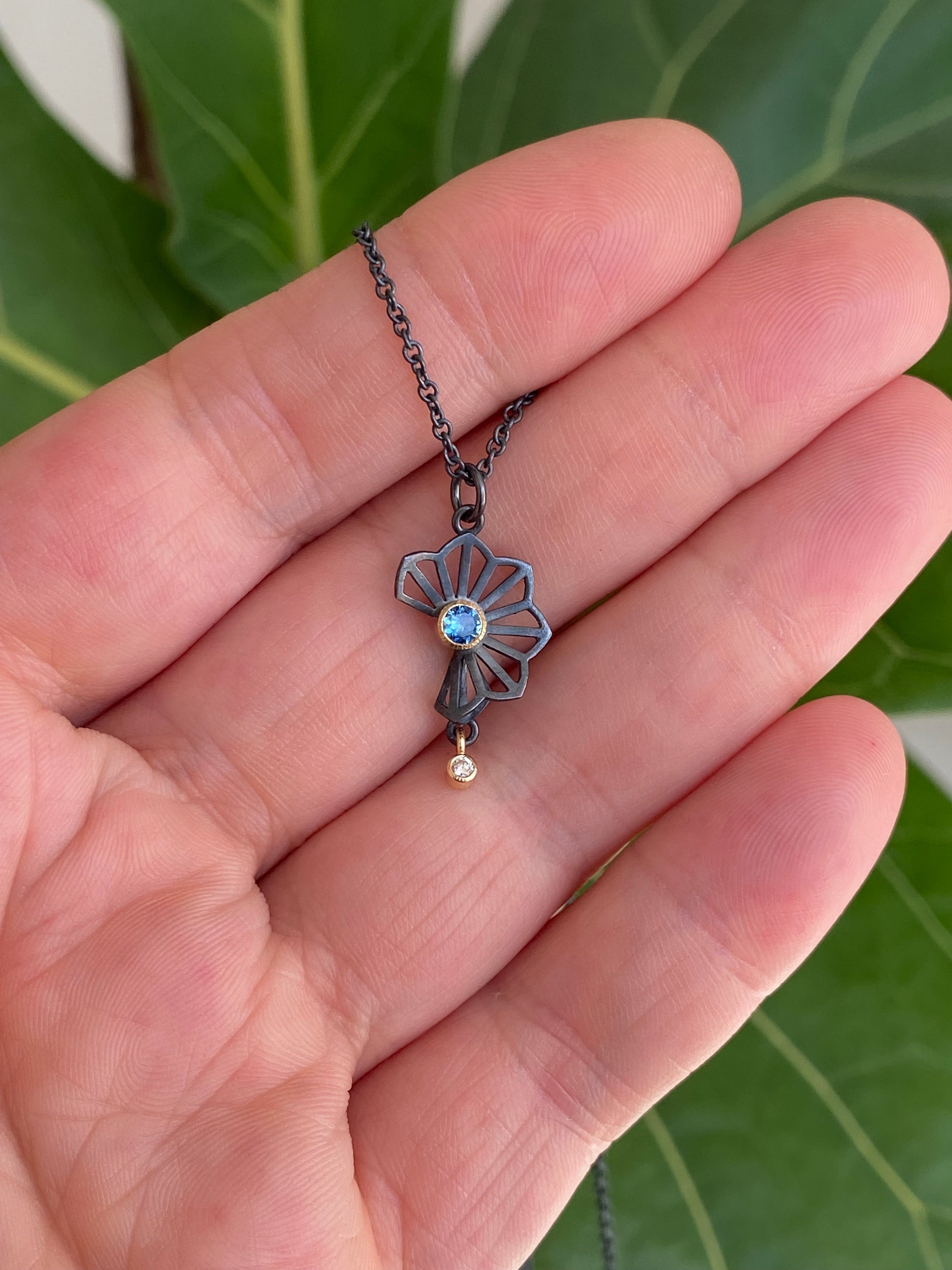 Karin Jacobson- Petite Hyacinth Necklace with Diamond and Sapphire