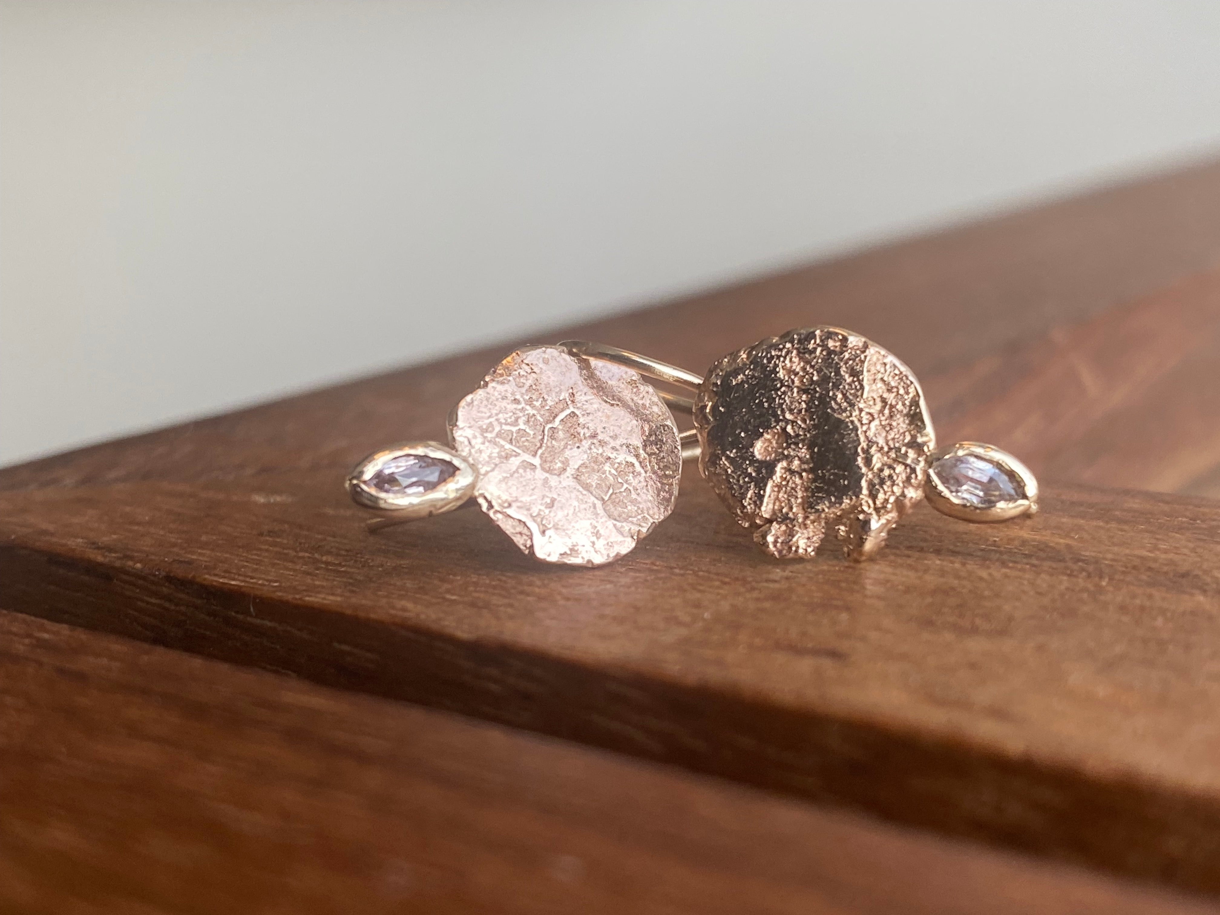 Elle Naz- Organic Disc Earrings with Pink Sapphire