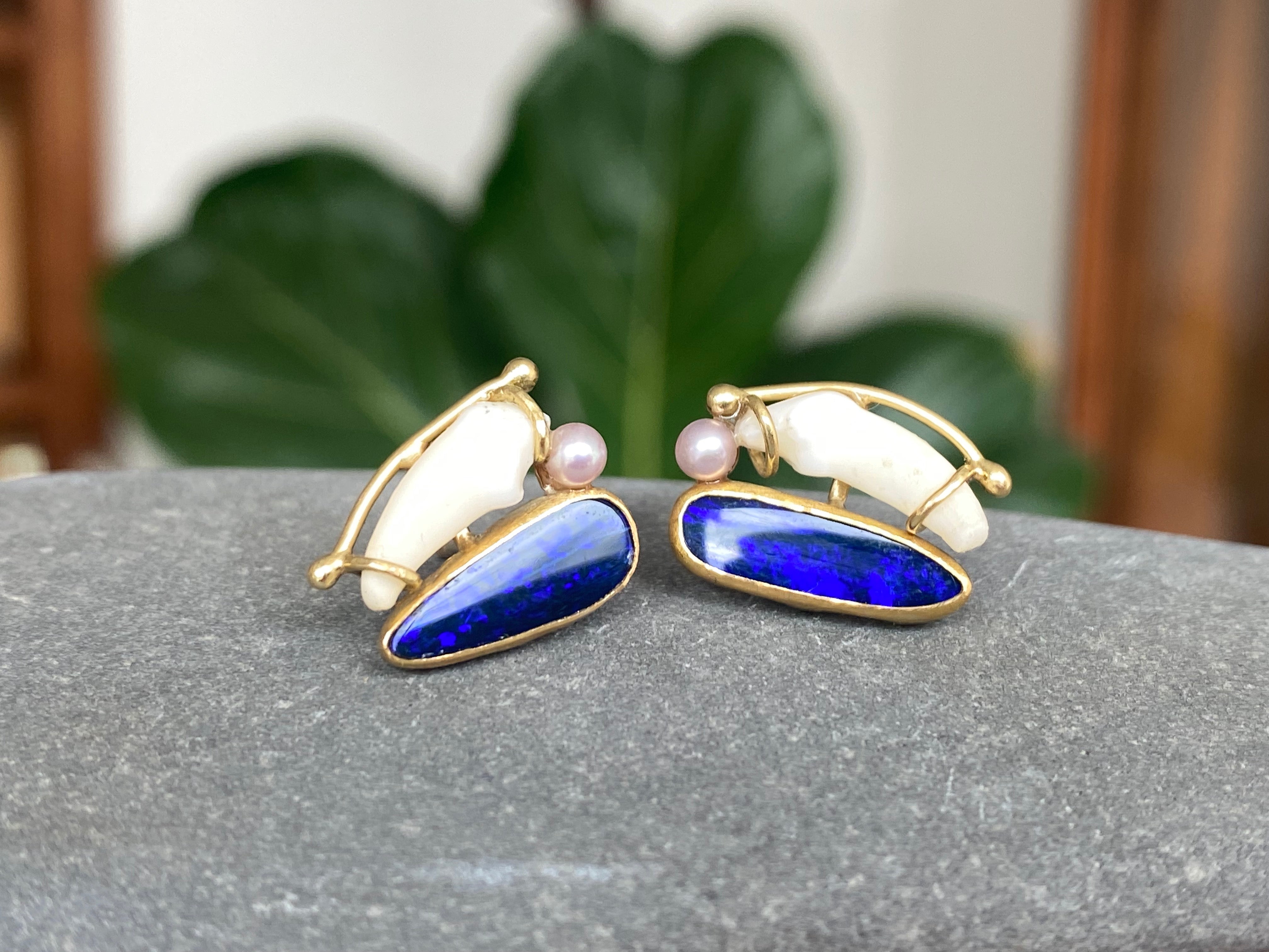 M. Rose Studio- Opal Tooth Fairy Stud Earrings