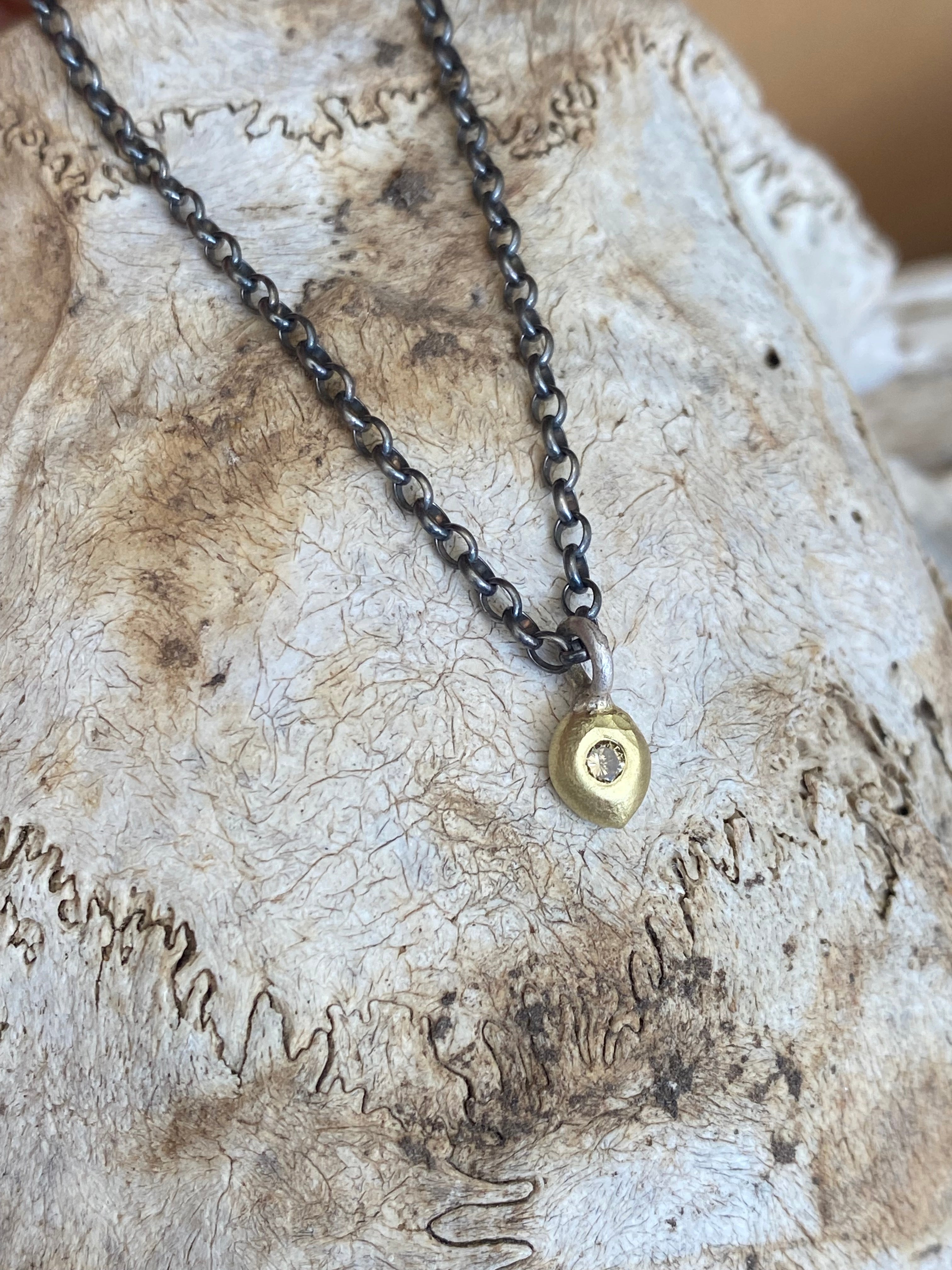 Betty Jäger- Petite Gold Nugget Necklace with Brown Diamond