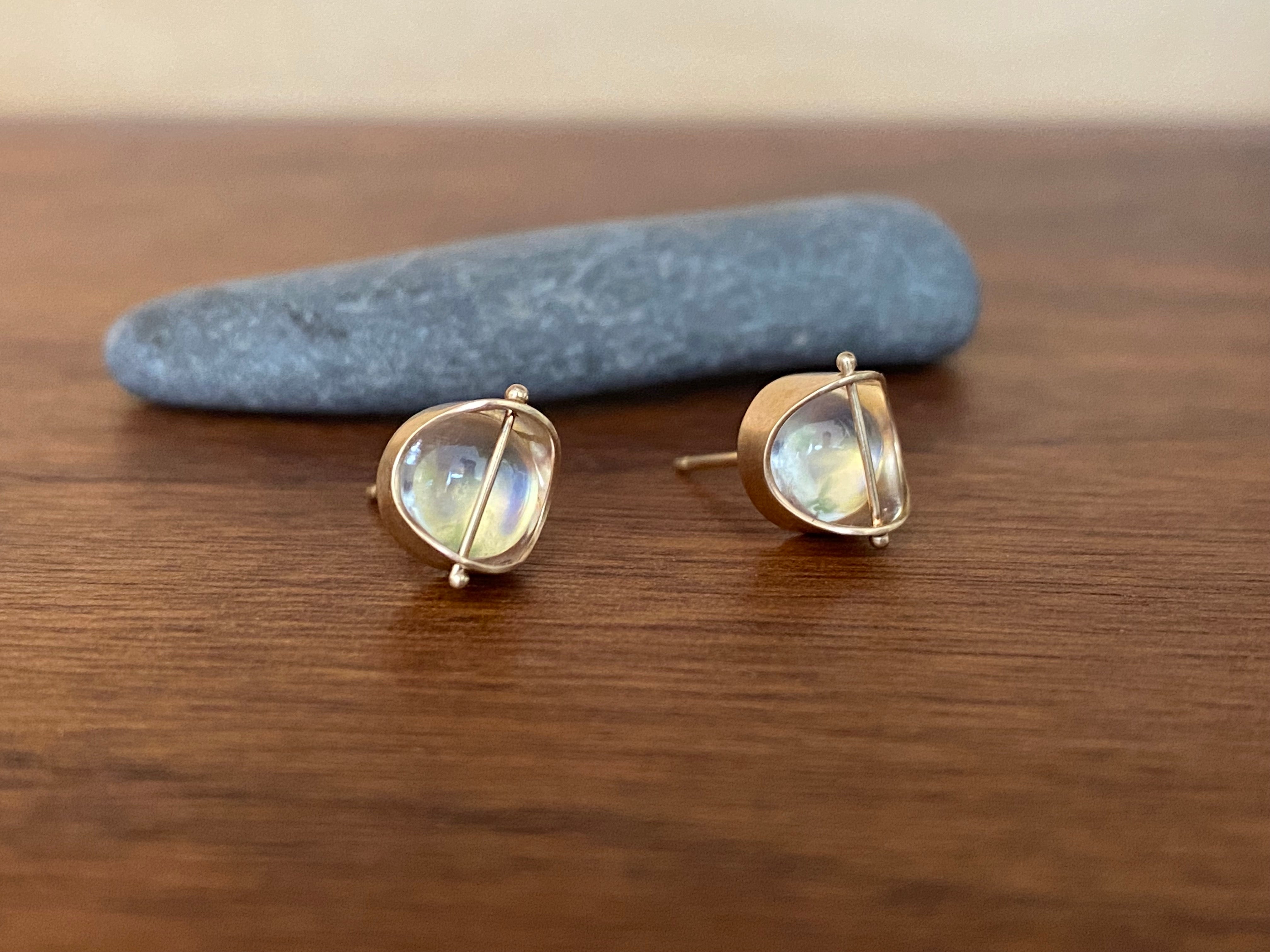 Hilary Finck- Captured Moonstone Stud Earrings