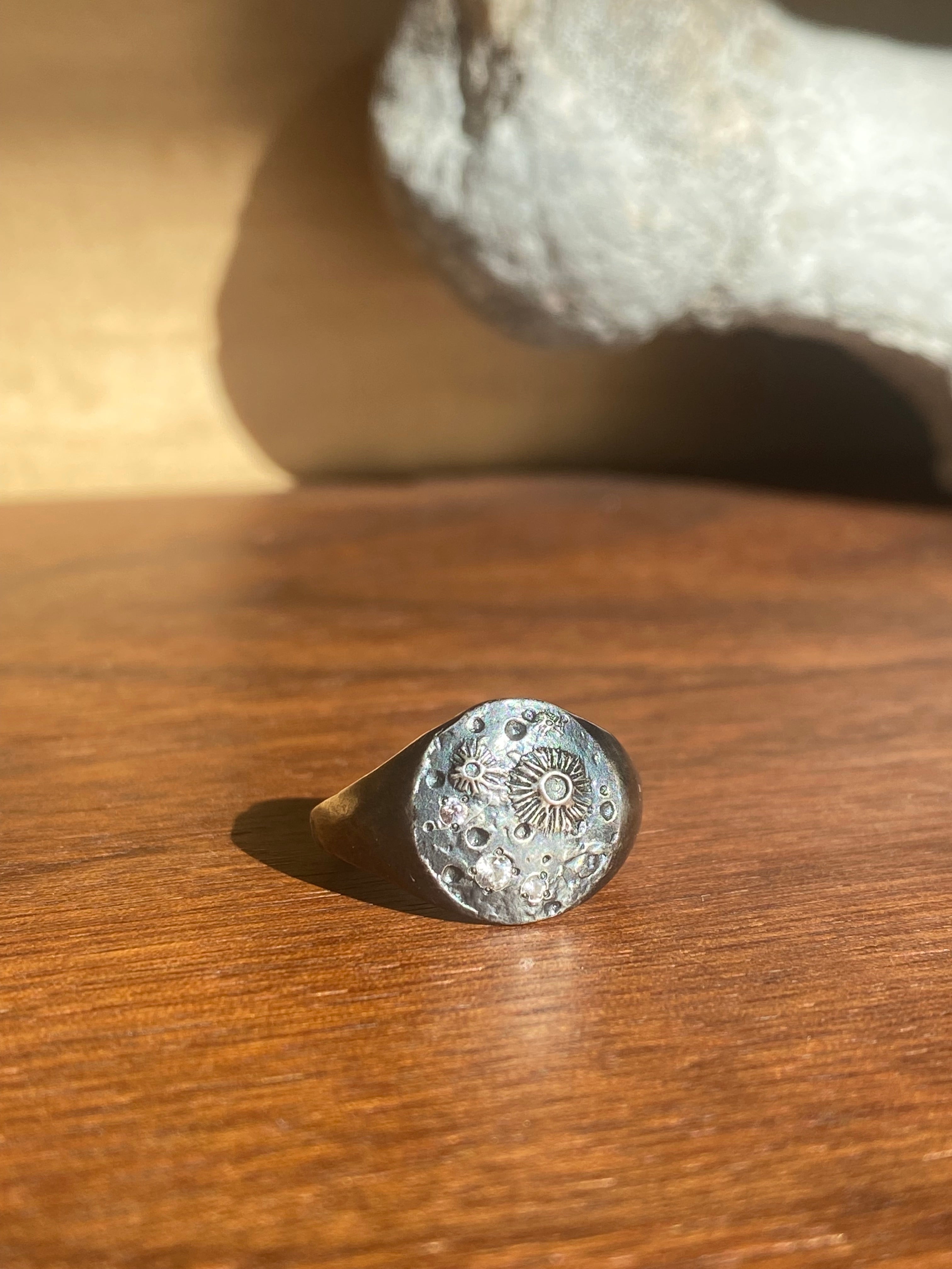 Luana Coonen- Full Moon Signet Ring with Sapphires
