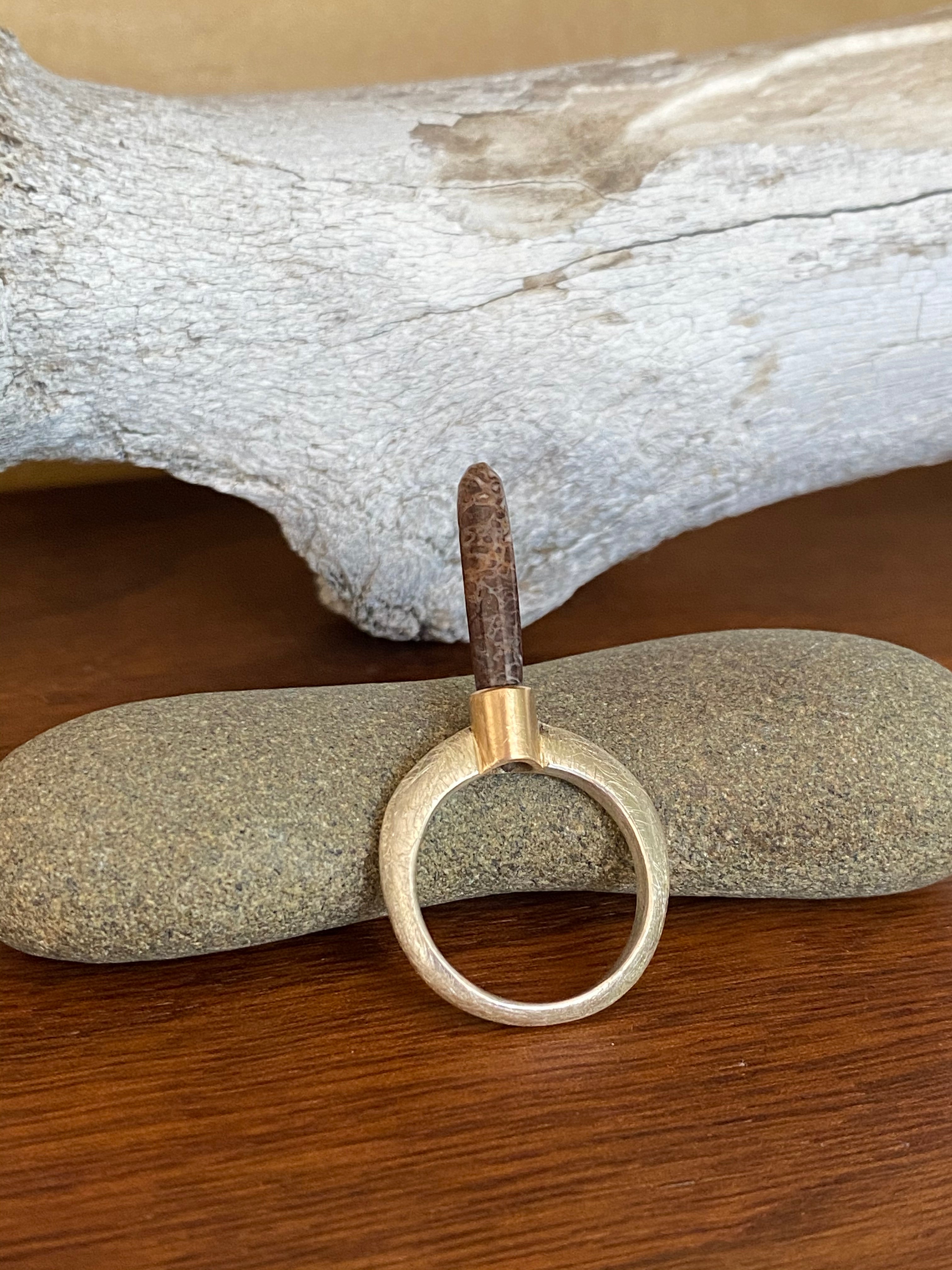 M. Rose Studio- Fossilized Dinosaur Bone Saber Ring
