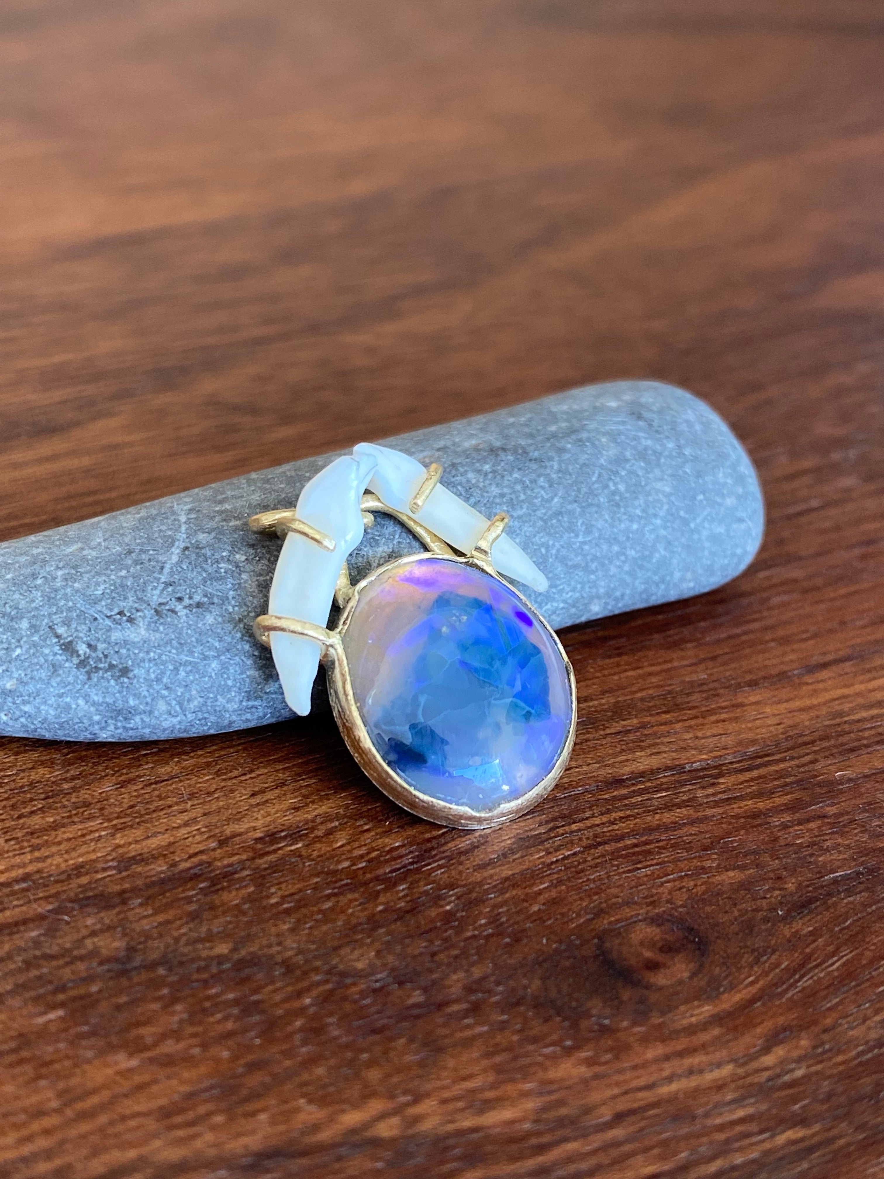 M. Rose Studio- Ancients17 Opal Pendant with Teeth Crown