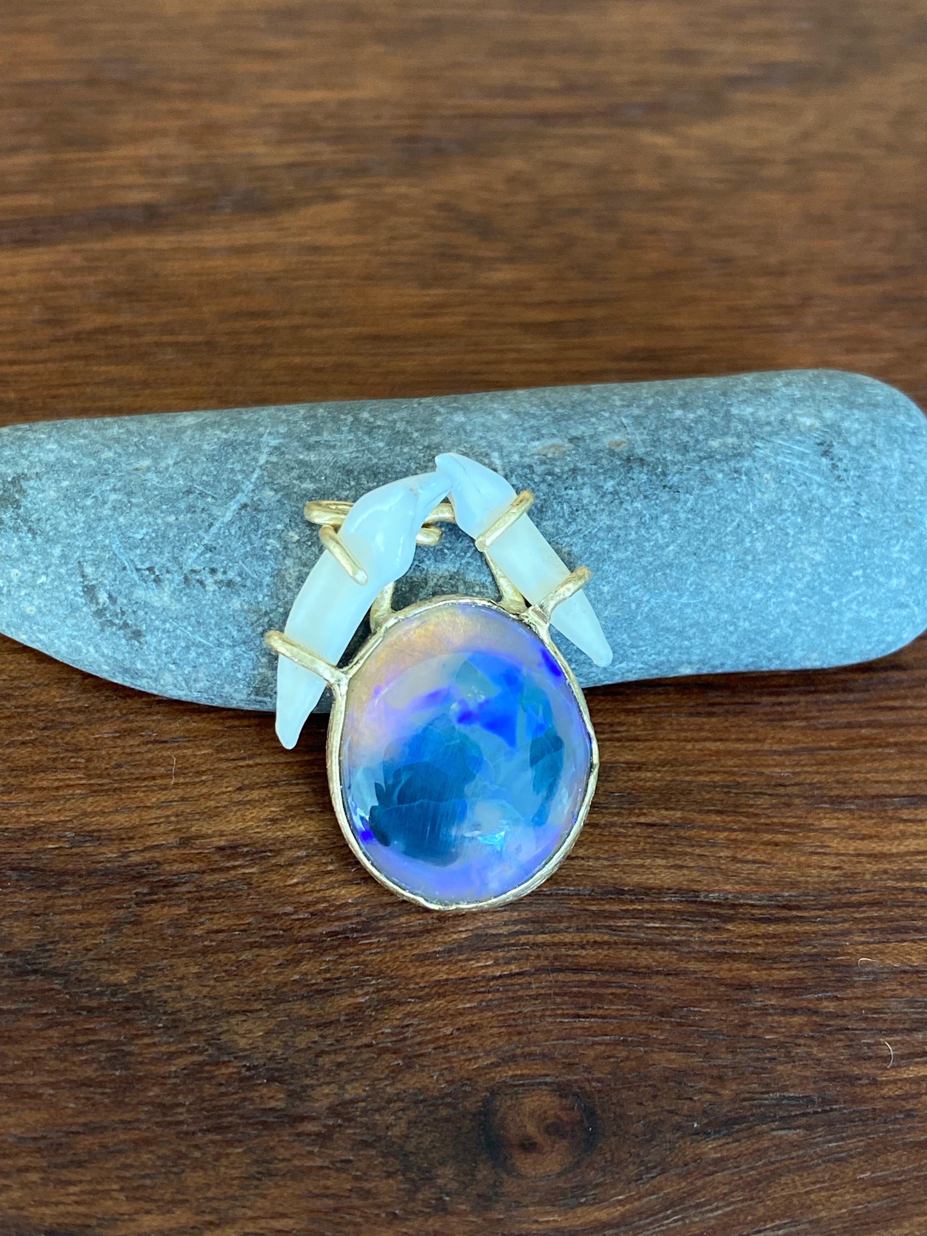 M. Rose Studio- Ancients17 Opal Pendant with Teeth Crown