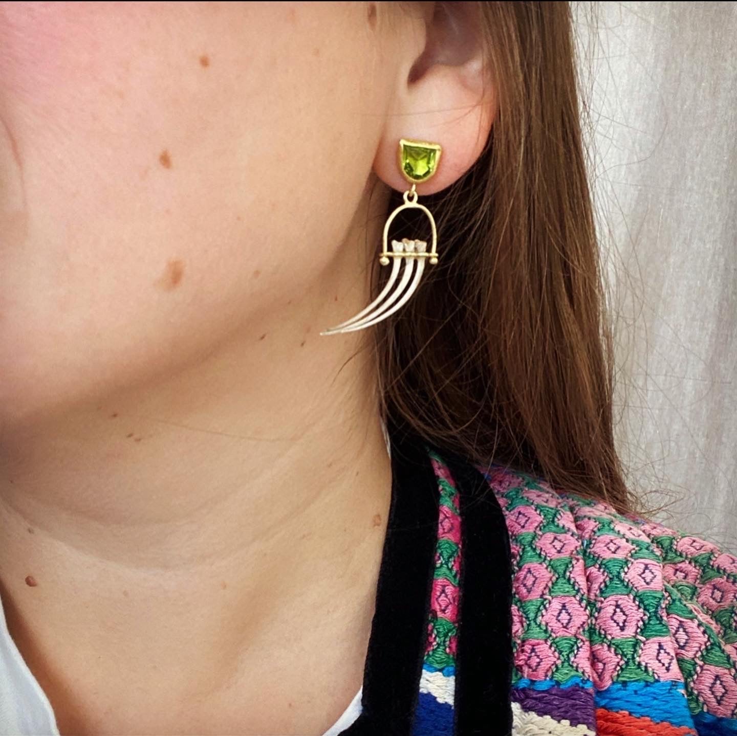 M. Rose Studio- Peridot and Viper Rib Earrings
