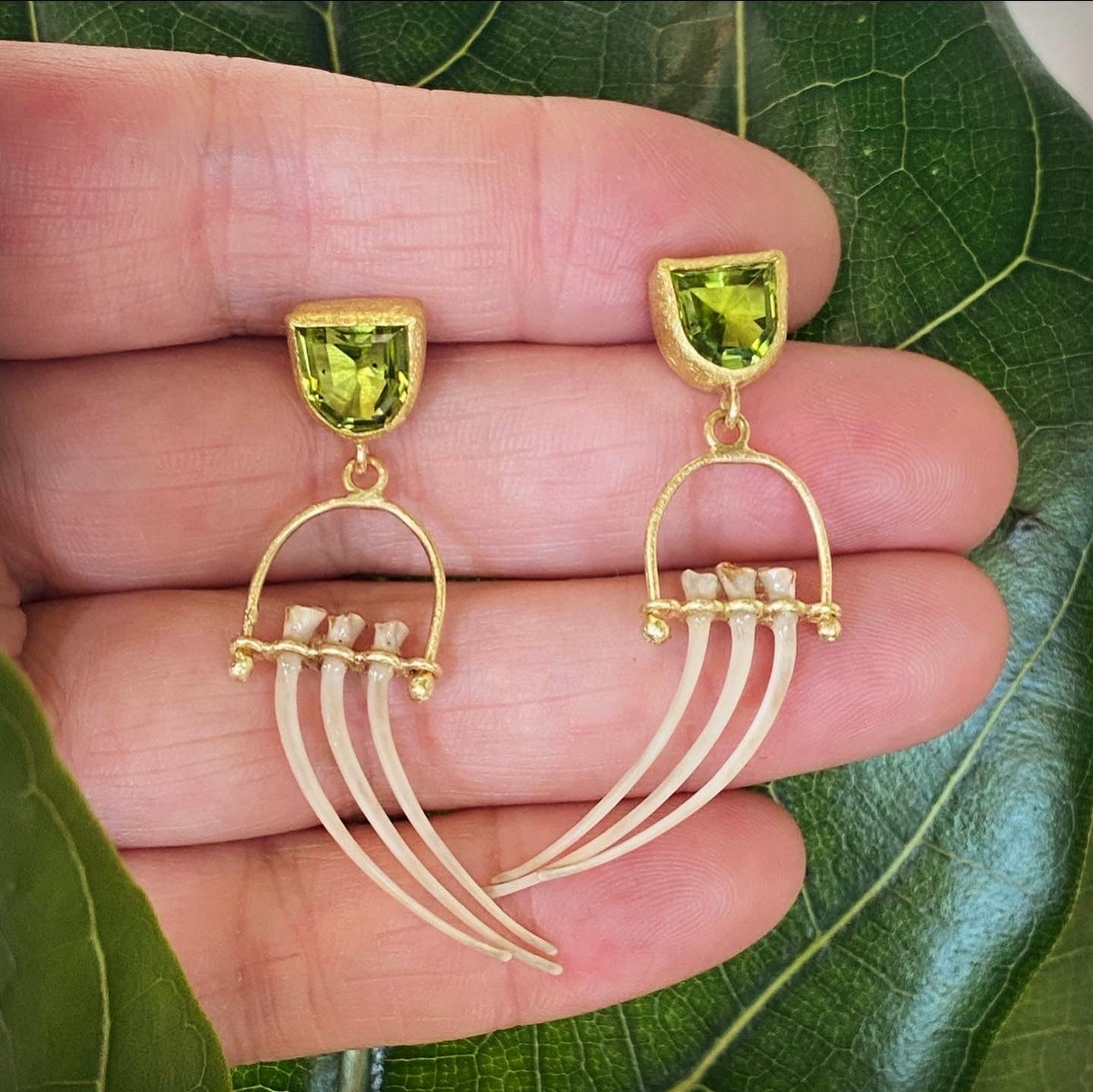 M. Rose Studio- Peridot and Viper Rib Earrings