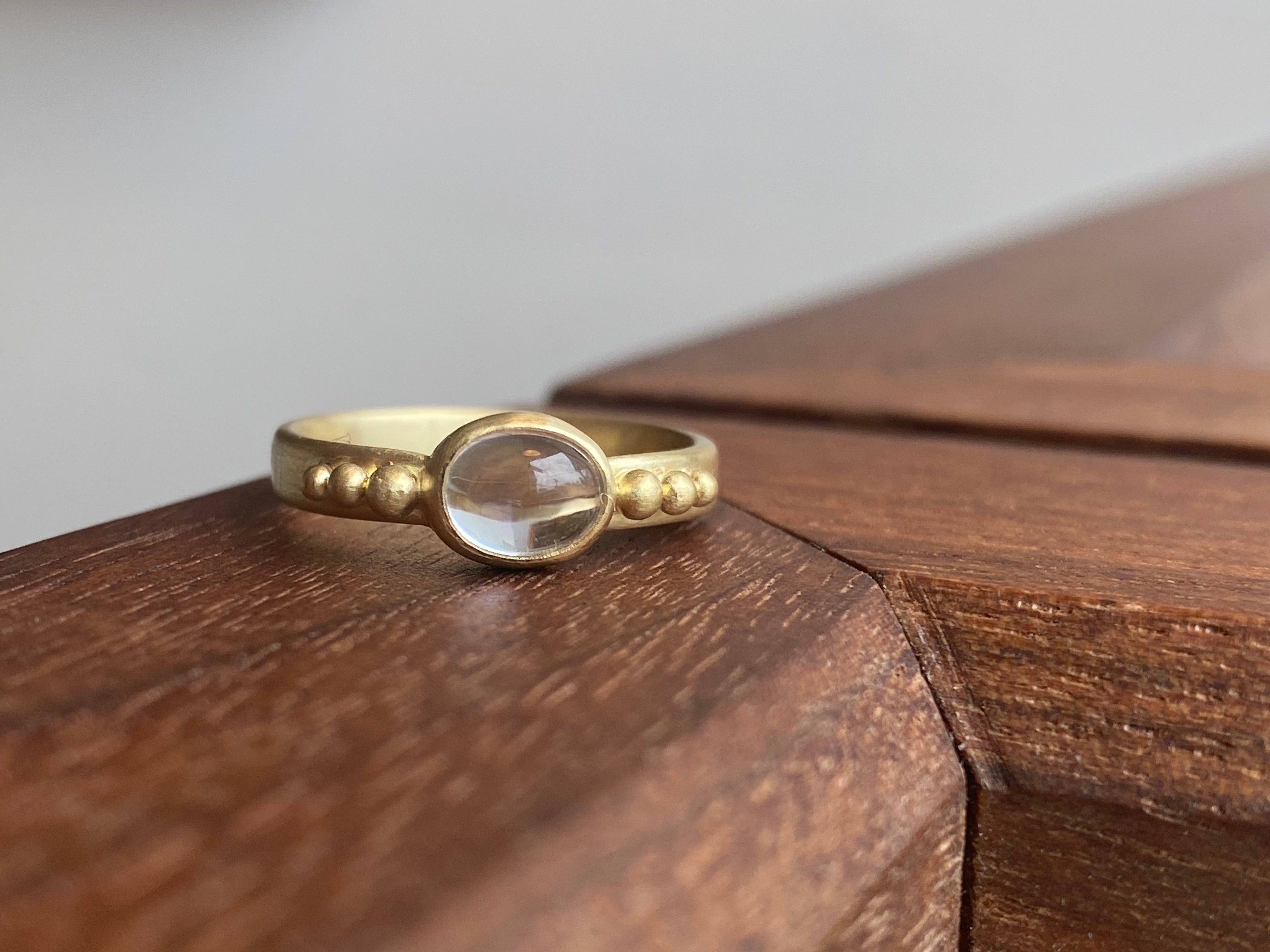 Monica Marcella- Moonstone Ring with Radiant Rounds