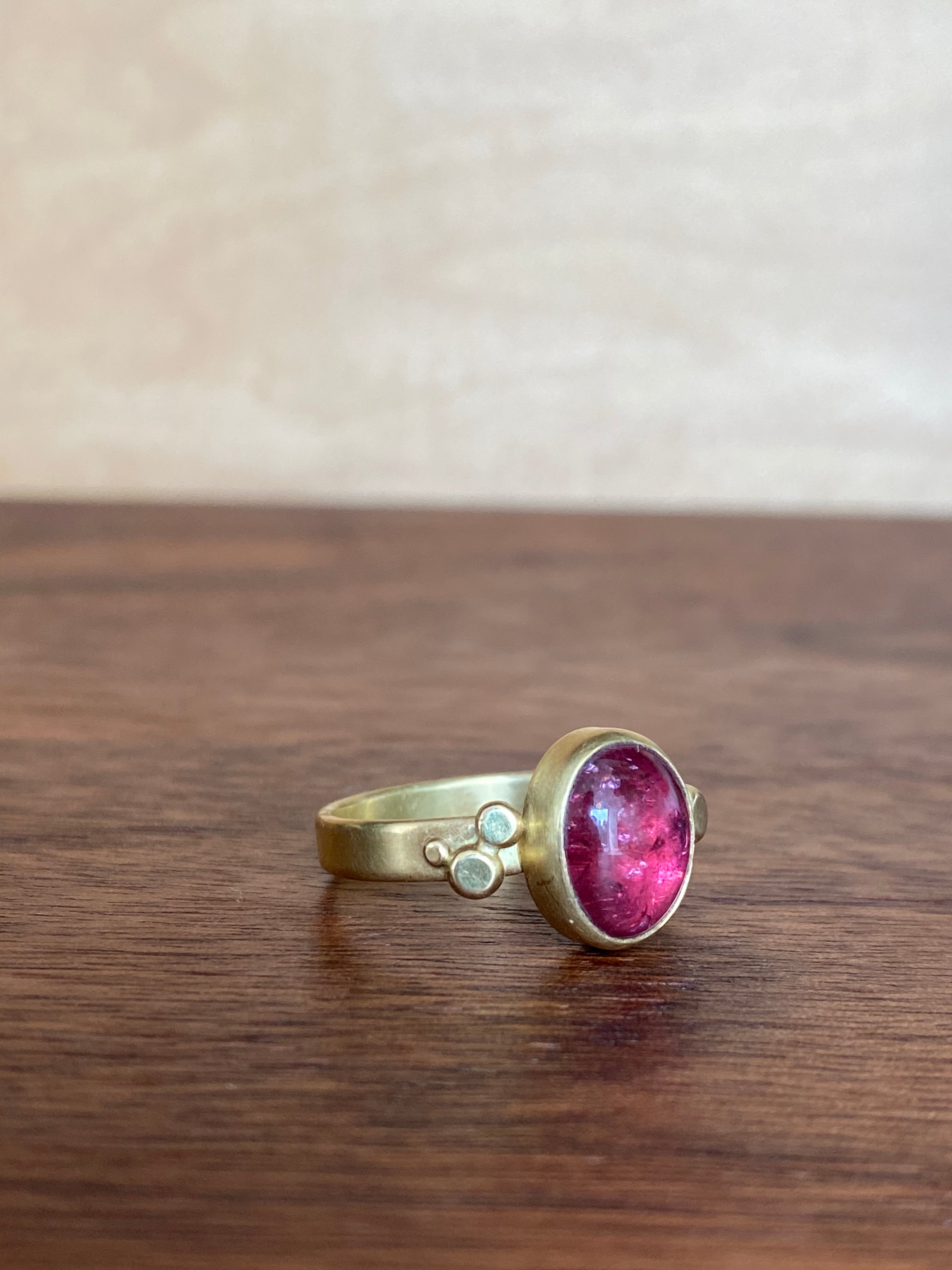 Monica Marcella- Rubellite Tourmaline with tuffets Ring