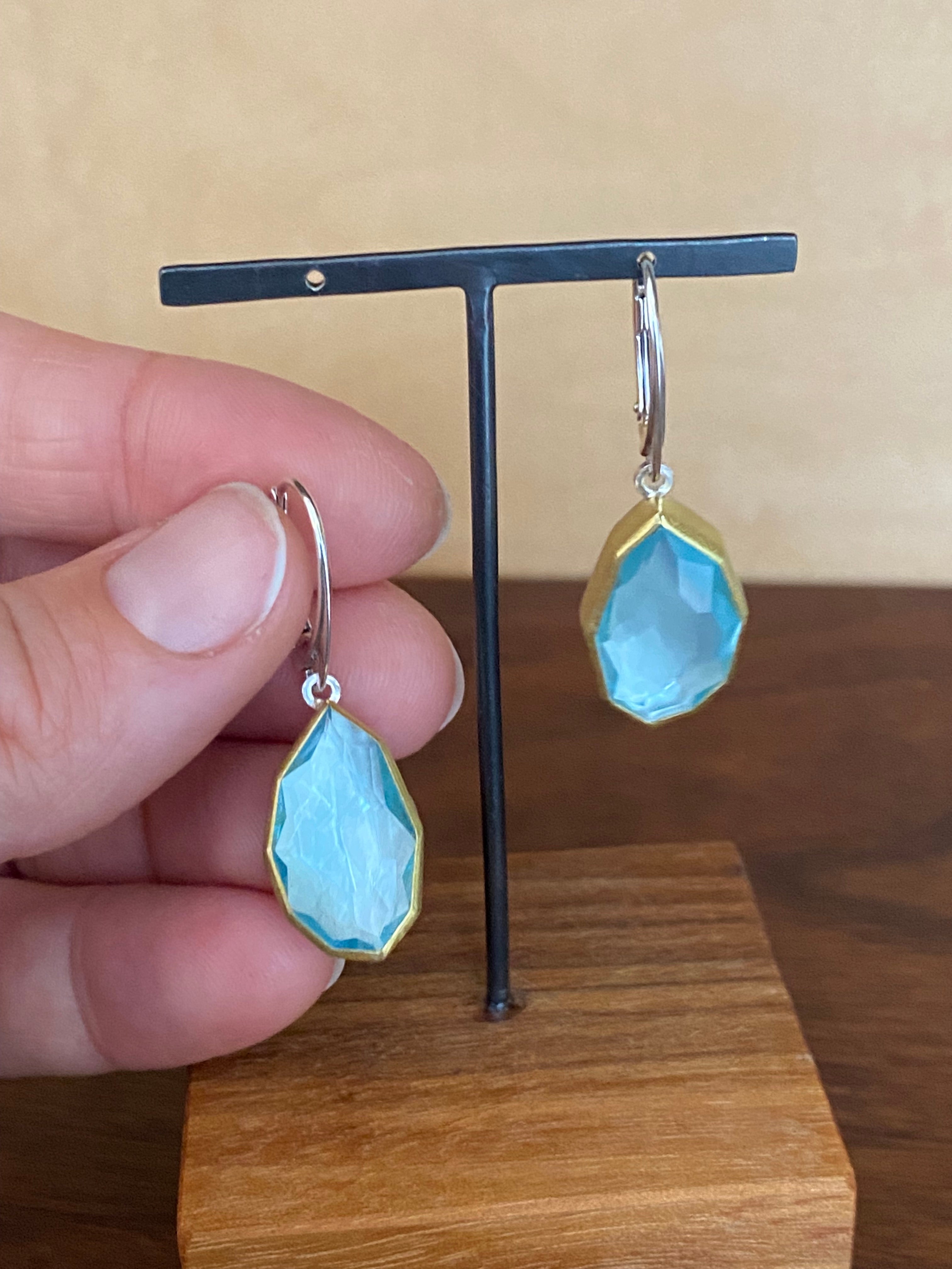 Sam Woehrmann- Aquamarine Geometric Drop Earrings