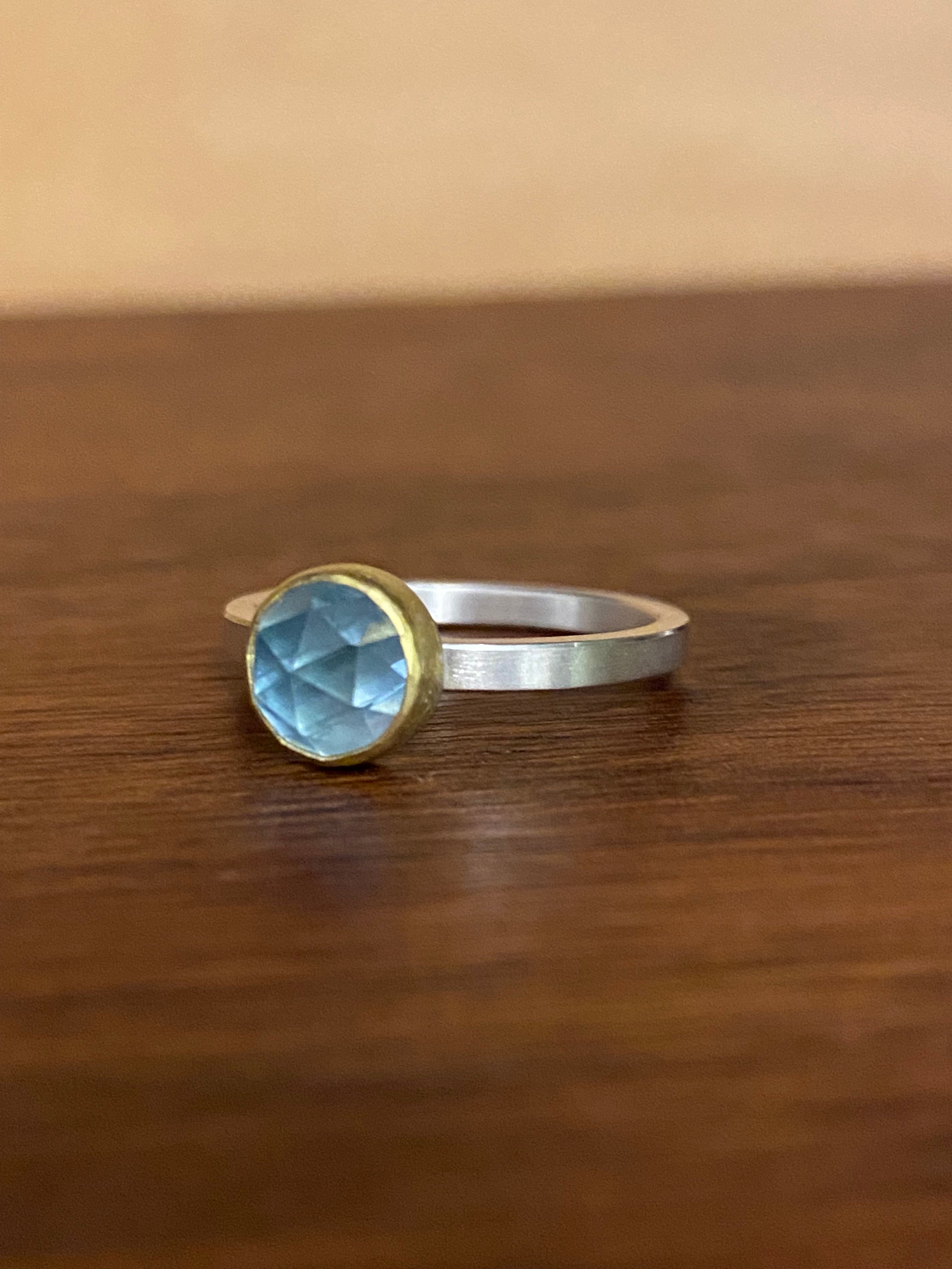 Sam Woehrmann- Round Rosecut Aquamarine Ring