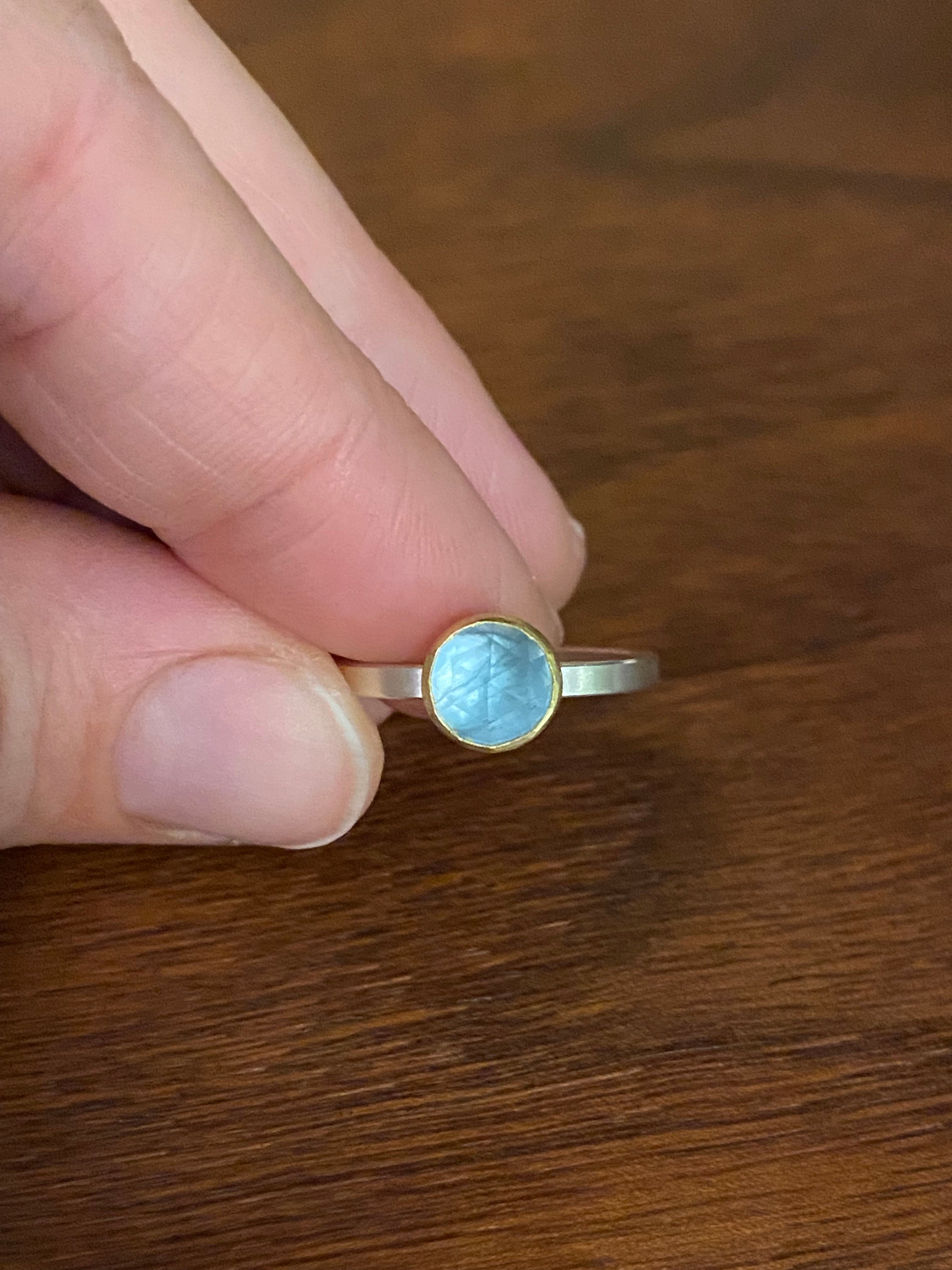 Sam Woehrmann- Round Rosecut Aquamarine Ring