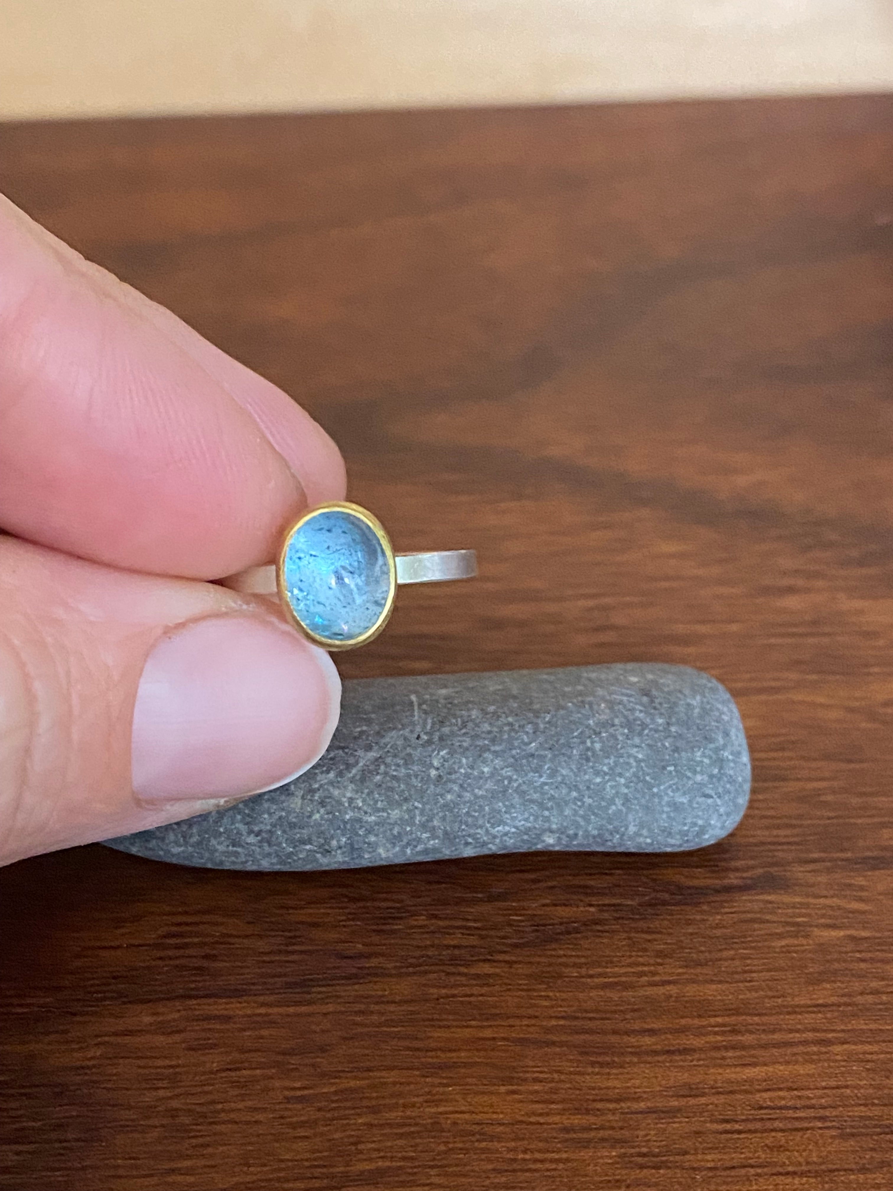 Sam Woehrmann- Aquamarine Oval Cabochon Ring