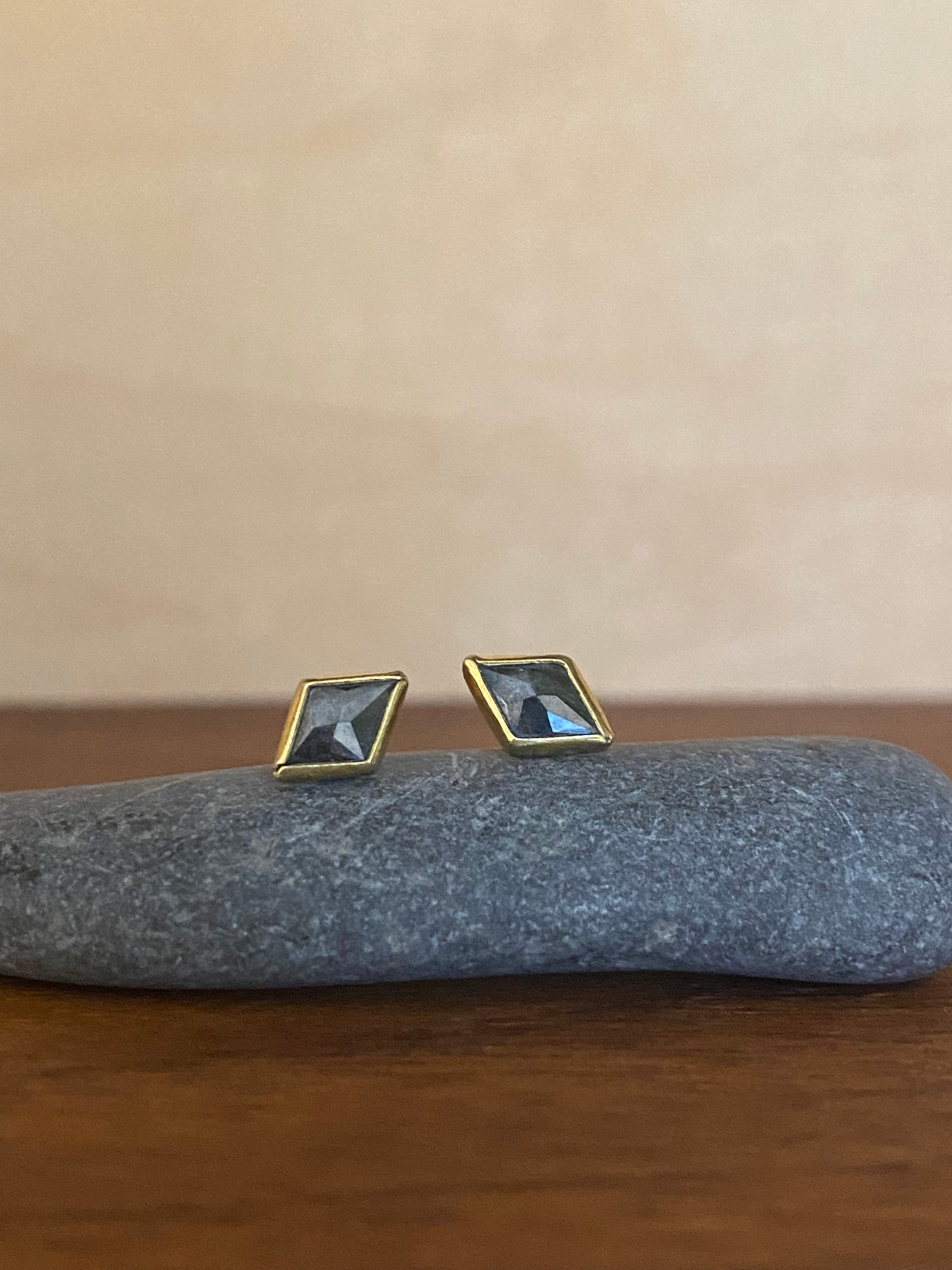 Sam Woehrmann- Grey Diamond Kite Stud Earrings