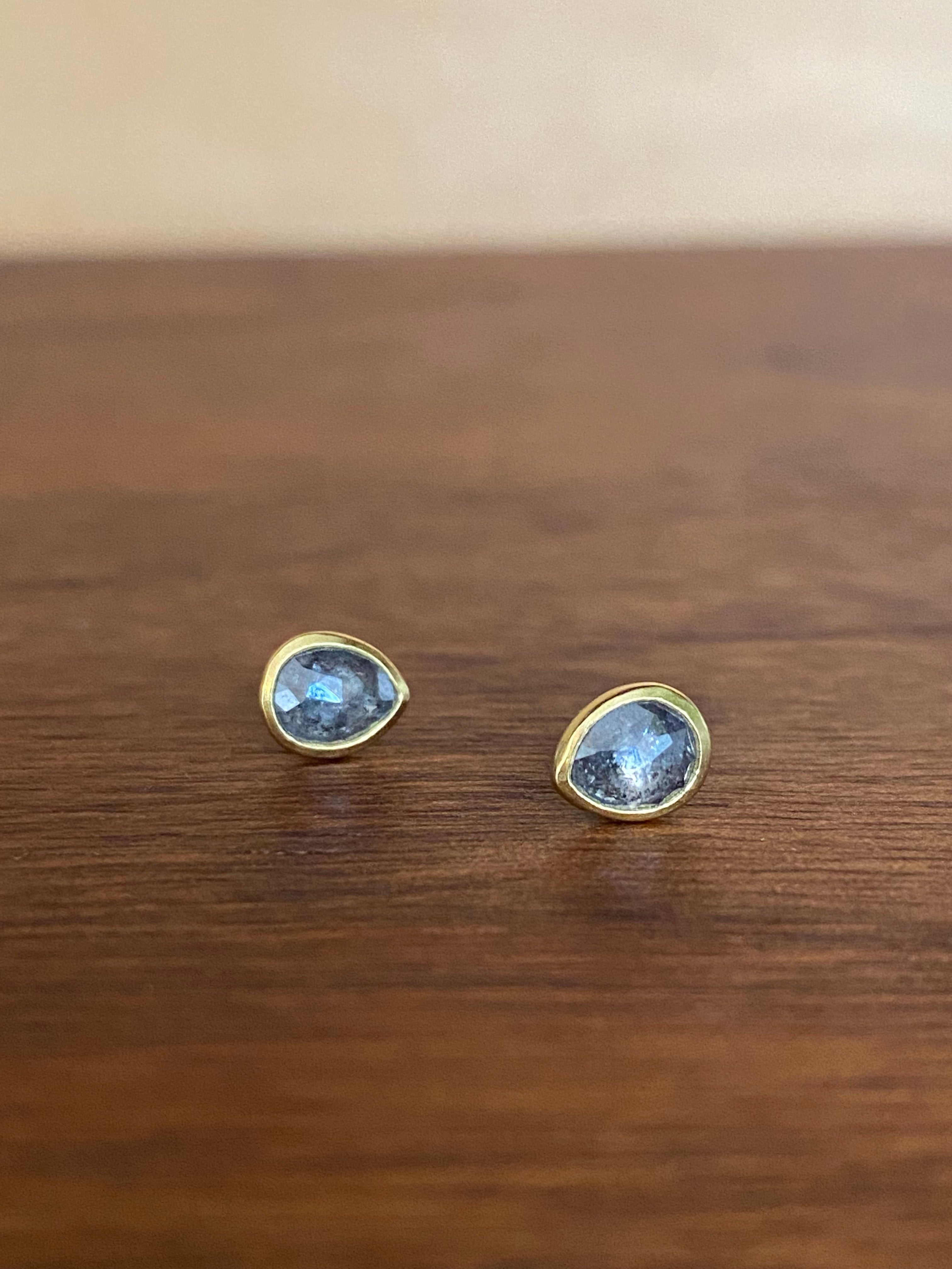 Sam Woehrmann- Grey Diamond Drop Stud Earrings
