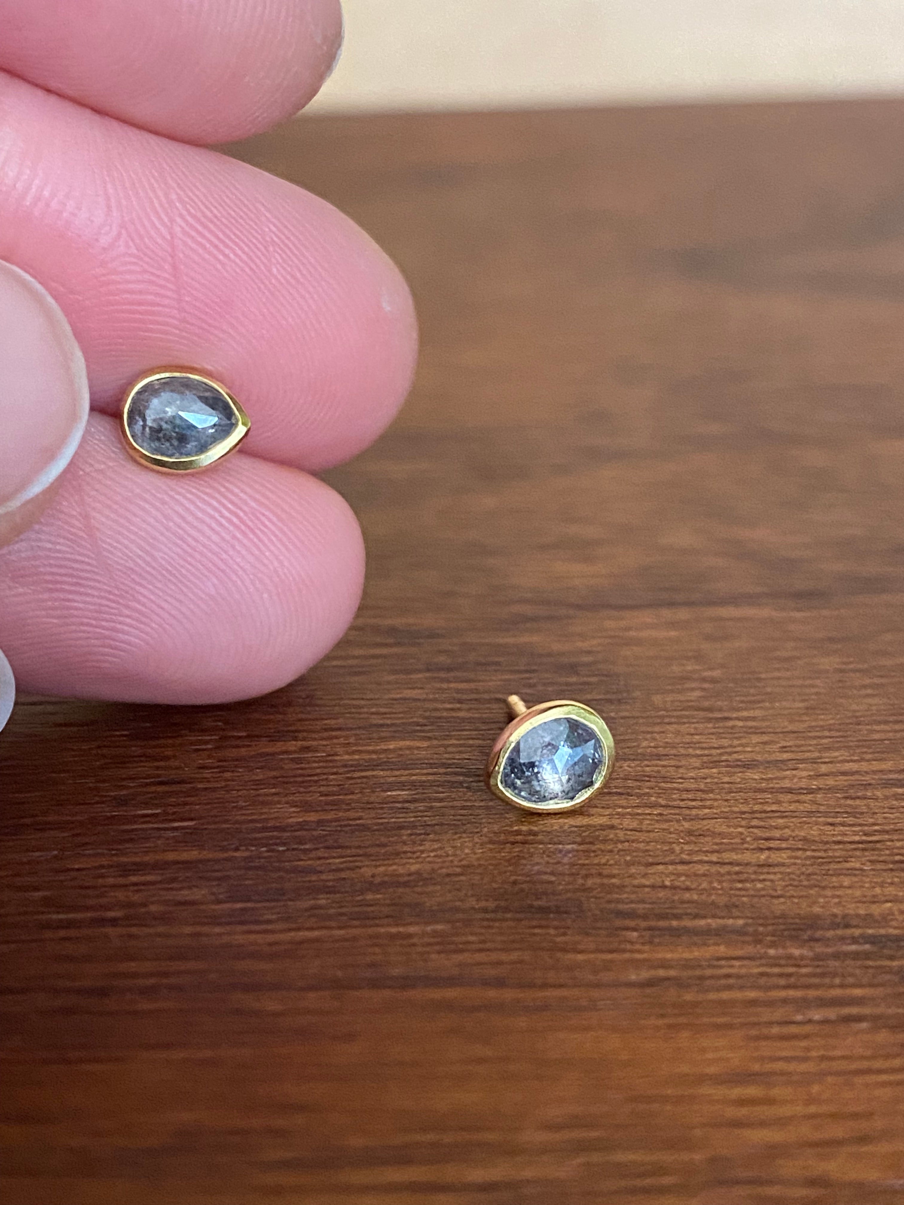 Sam Woehrmann- Grey Diamond Drop Stud Earrings