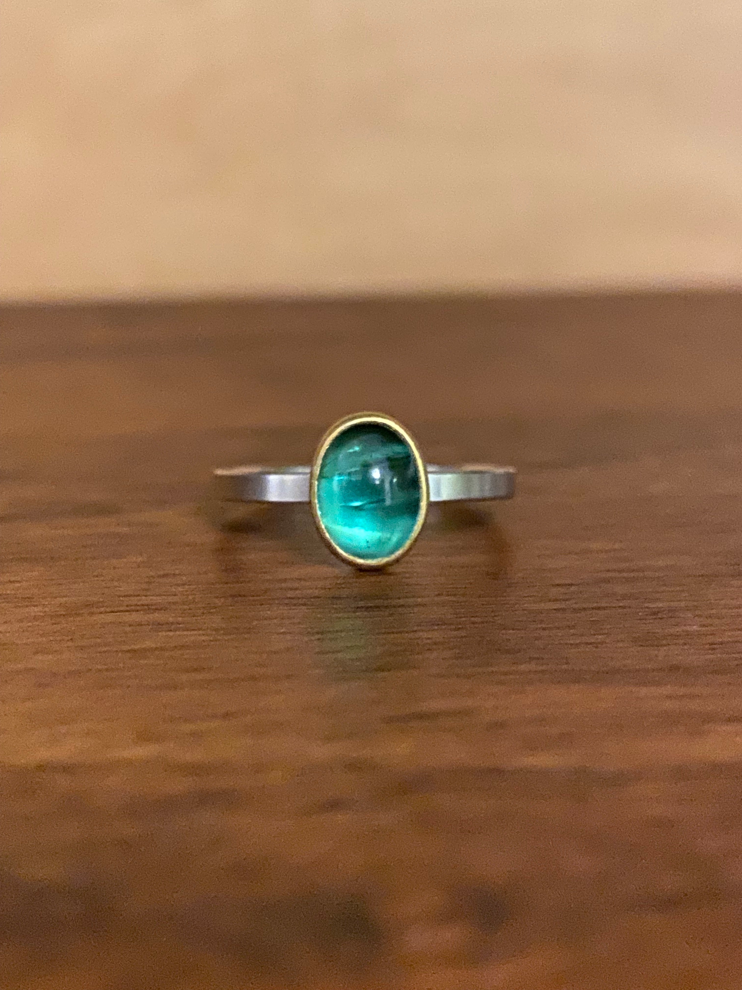 Sam Woehrmann- Green Tourmaline Cabochon Ring