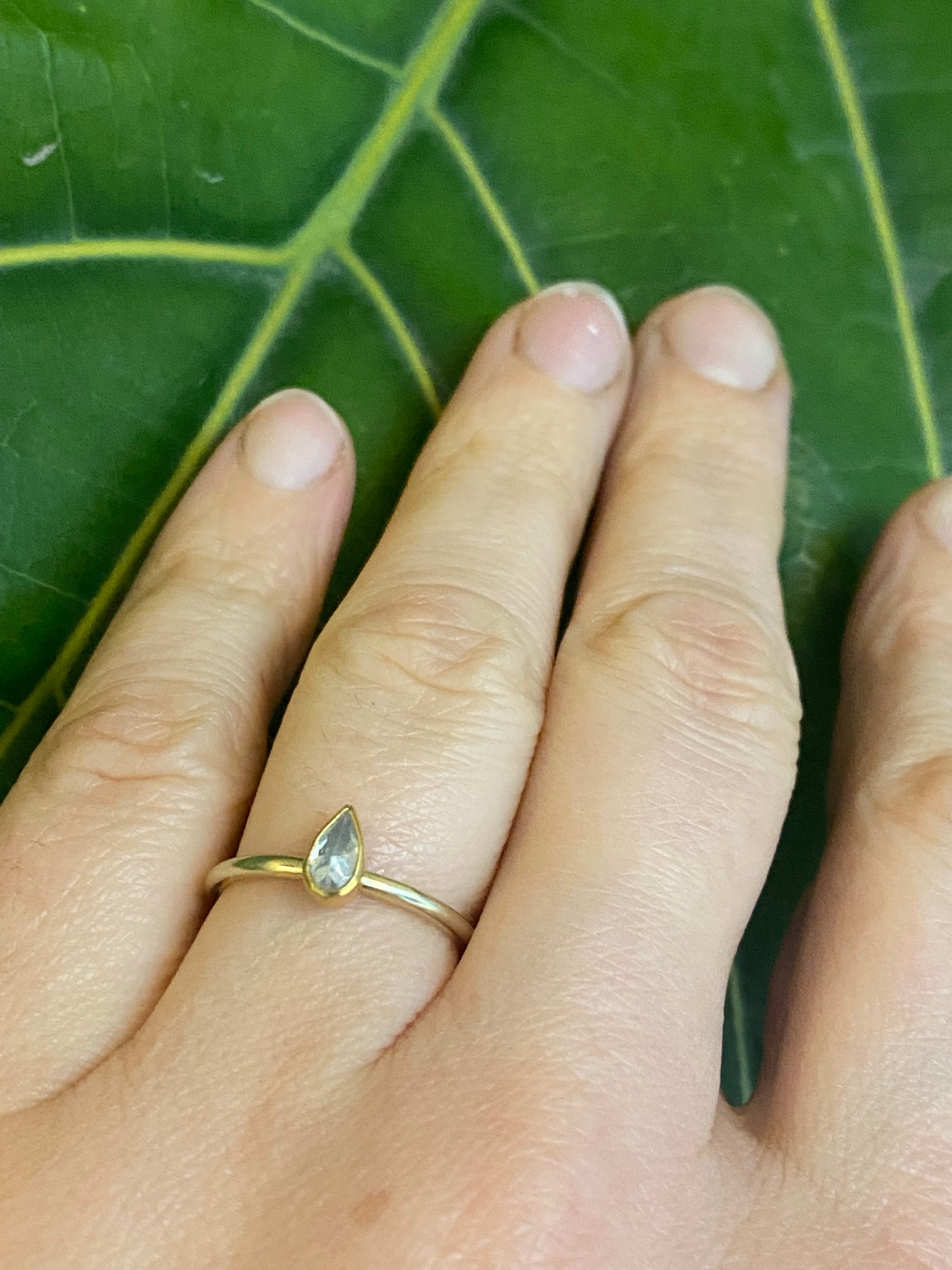 Sam Woehrmann- Grey Diamond Tear Drop Ring