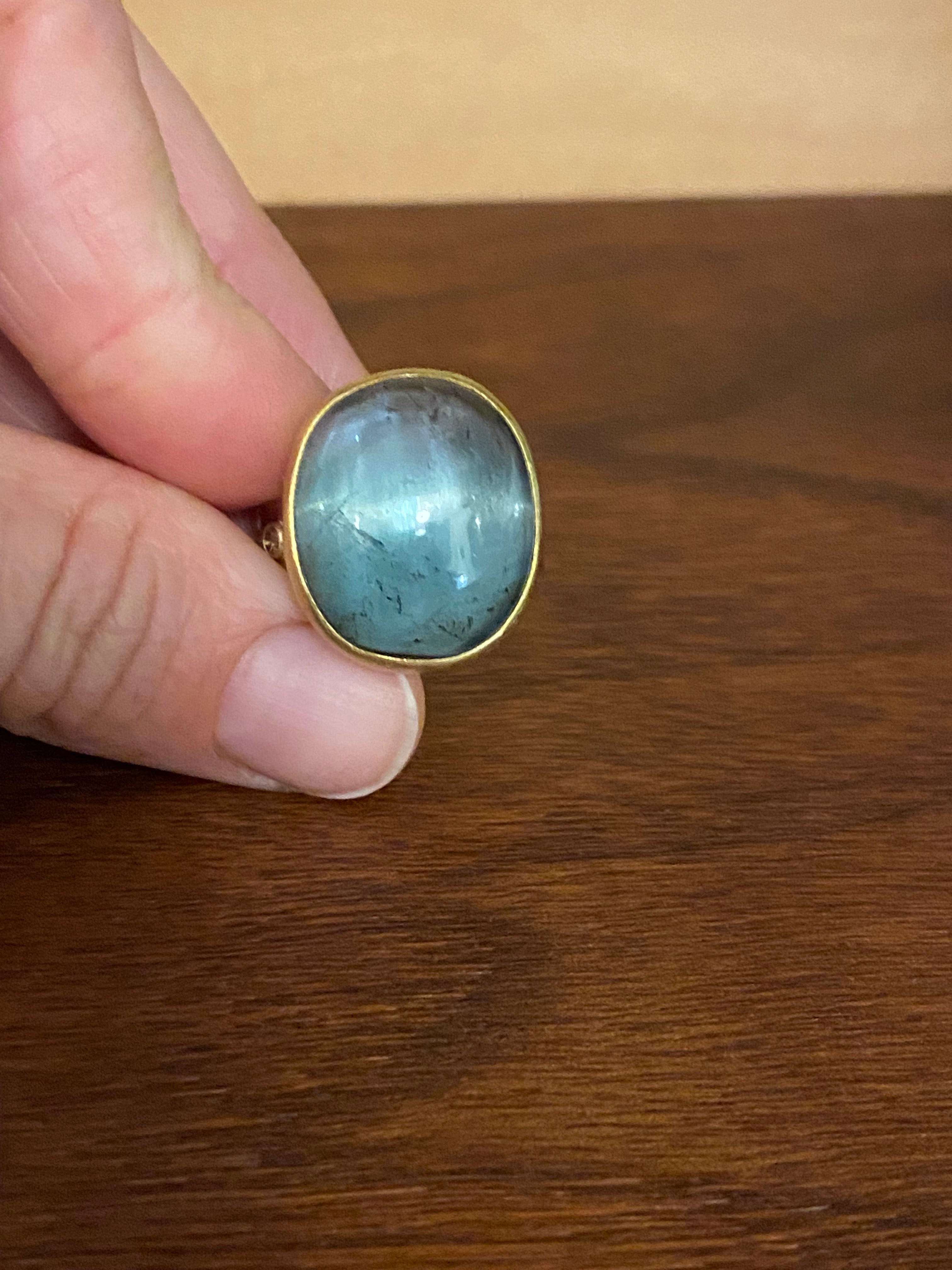 Sam Woehrmann- Gray Tourmaline Orb Ring with Brown Diamonds