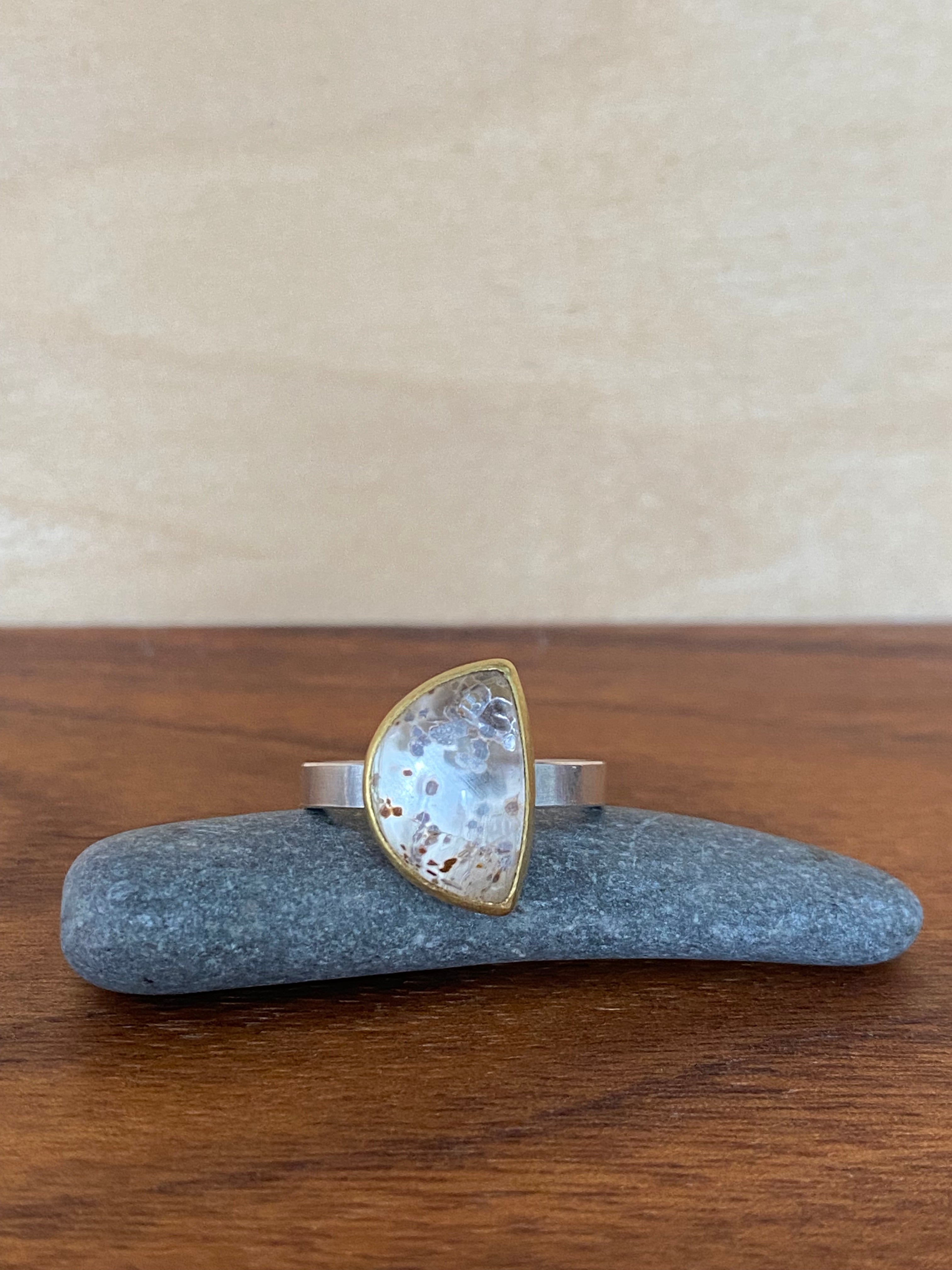 Sam Woehrmann- Marcasite in Quartz Half Moon Ring