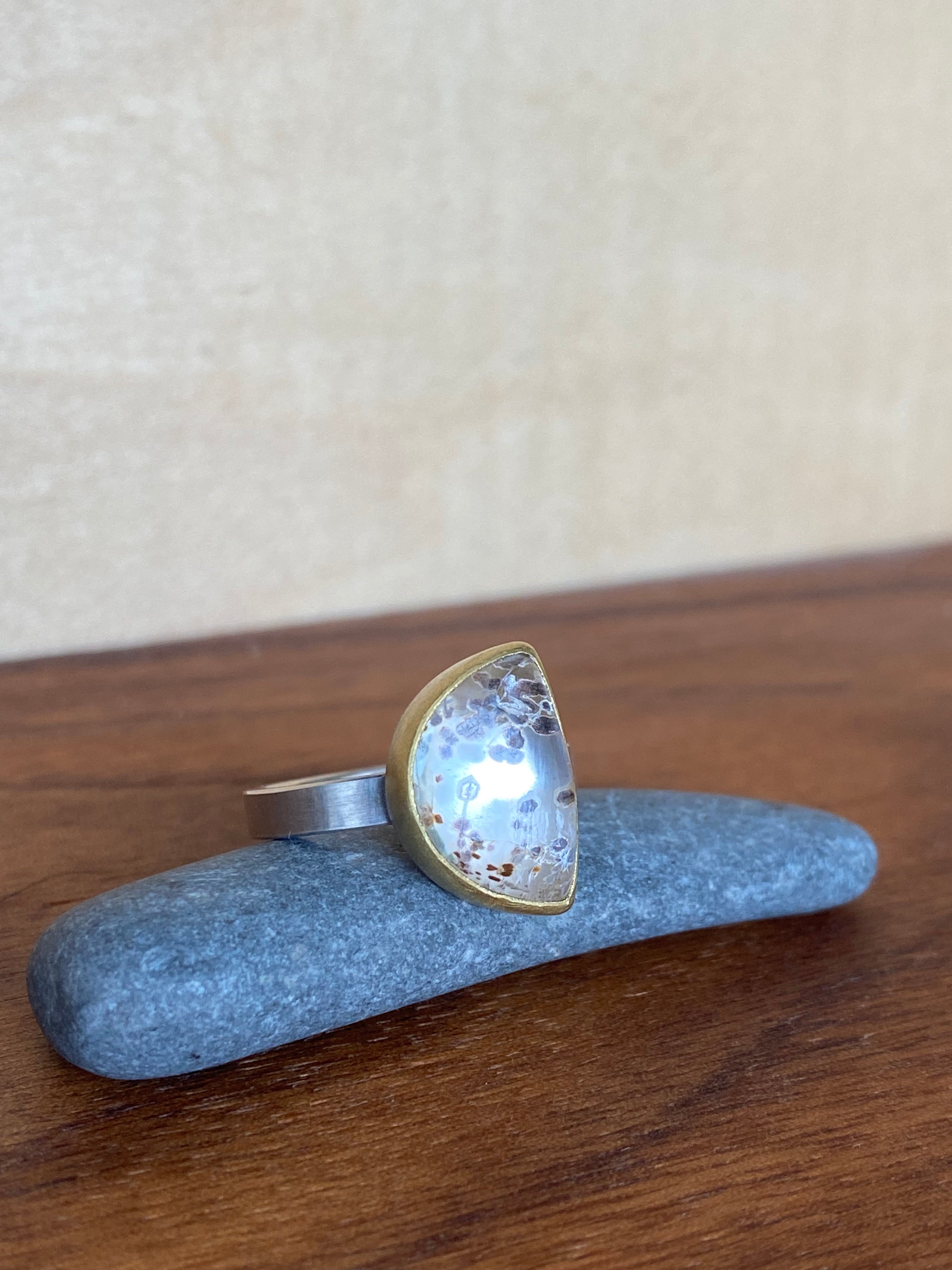 Sam Woehrmann- Marcasite in Quartz Half Moon Ring