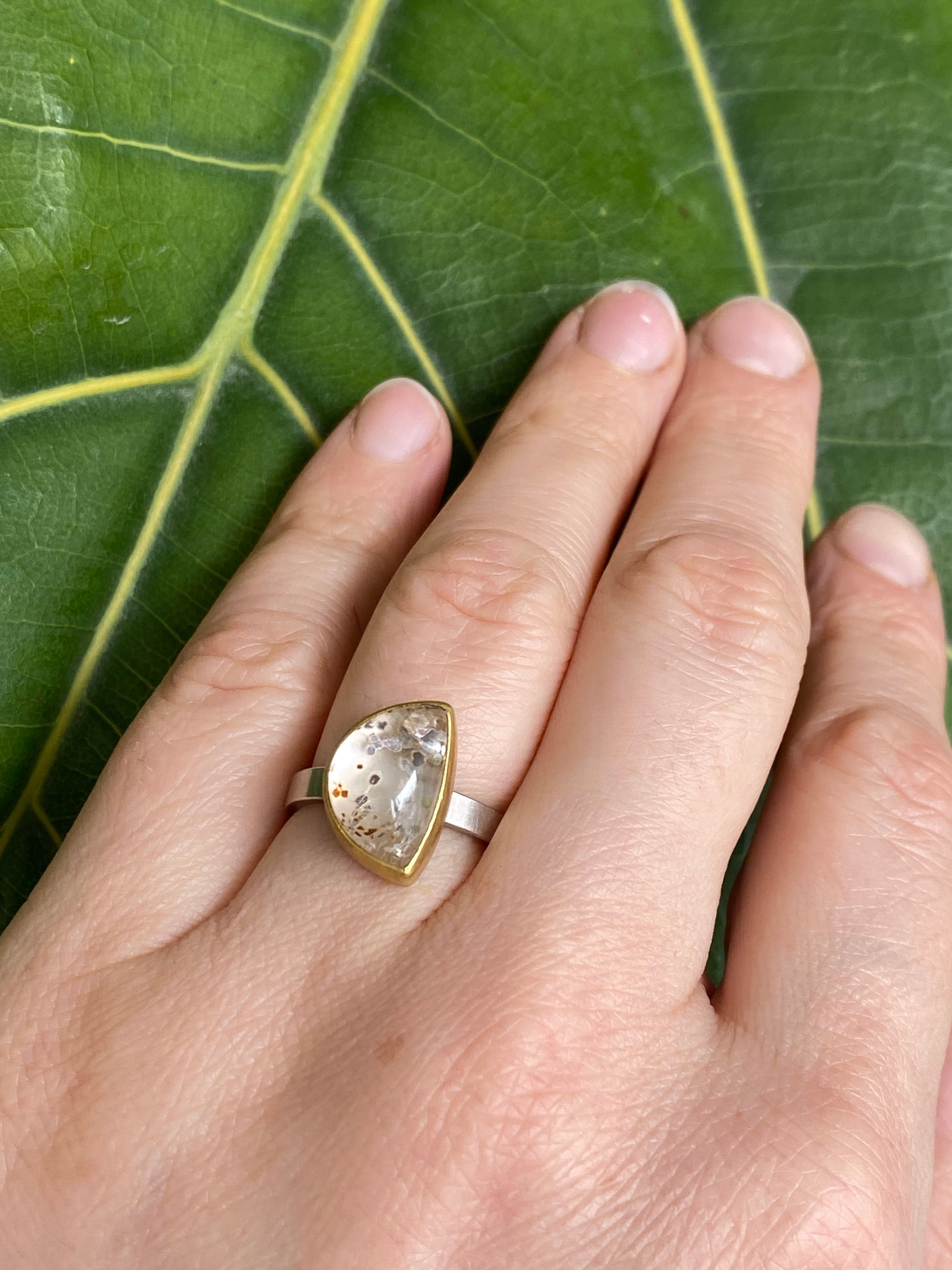 Sam Woehrmann- Marcasite in Quartz Half Moon Ring