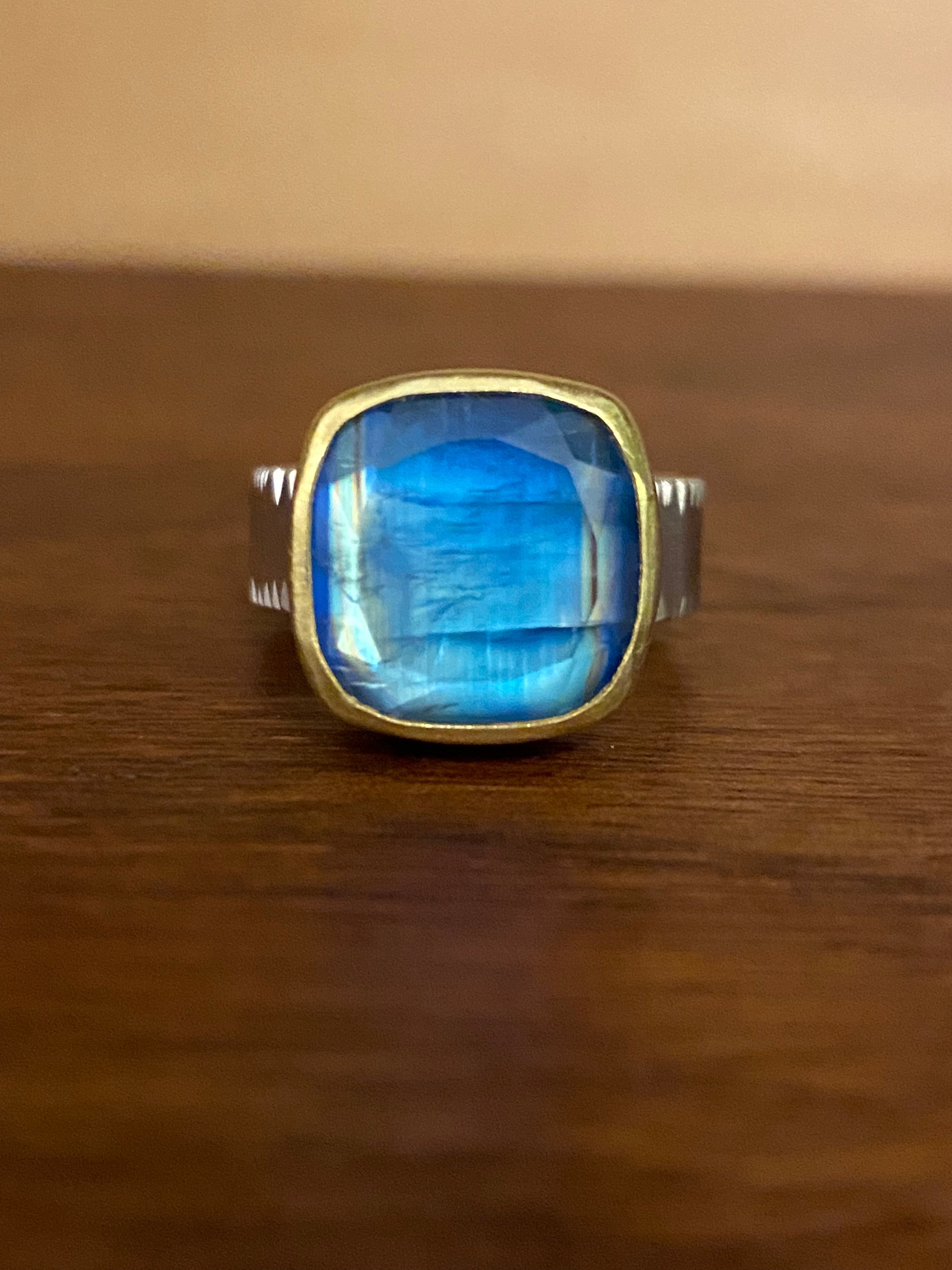 Sam Woehrmann- Moonstone Square Cushion Ring