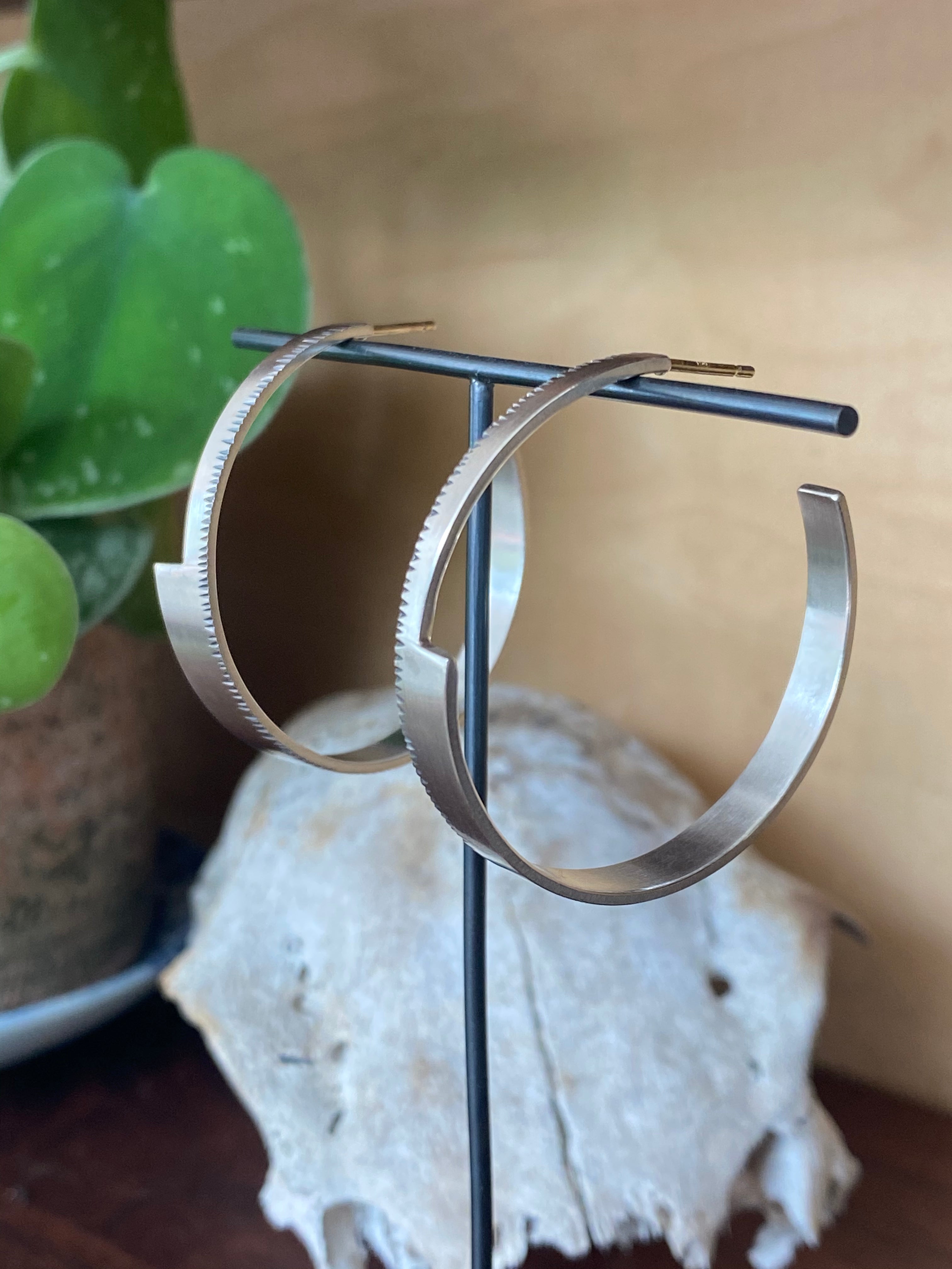 Sam Woehrmann- Sterling Silver Wedge Hoop Earrings