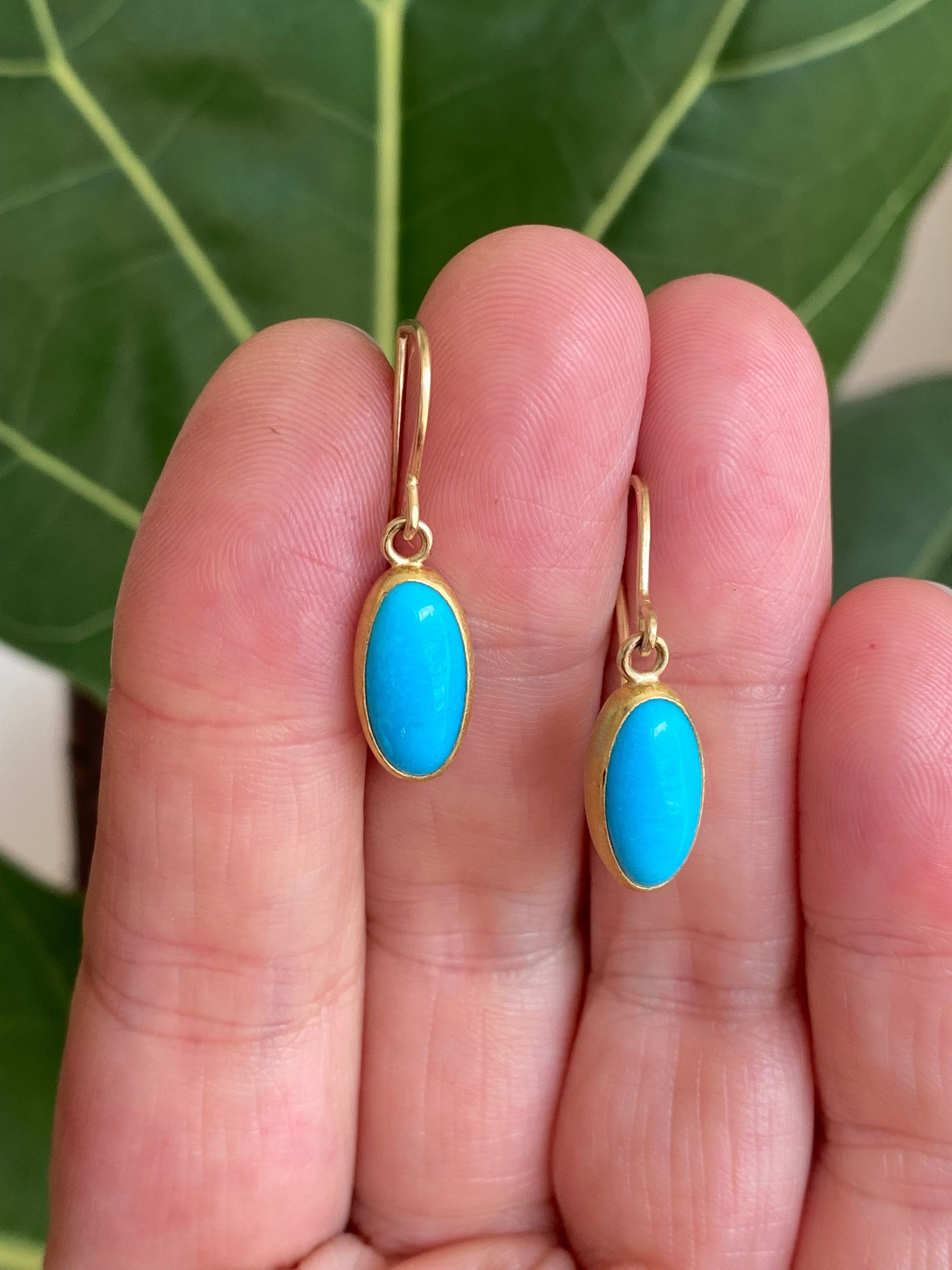 Sam Woehrmann- Sleeping Beauty Turquoise Oval Earrings on Wires