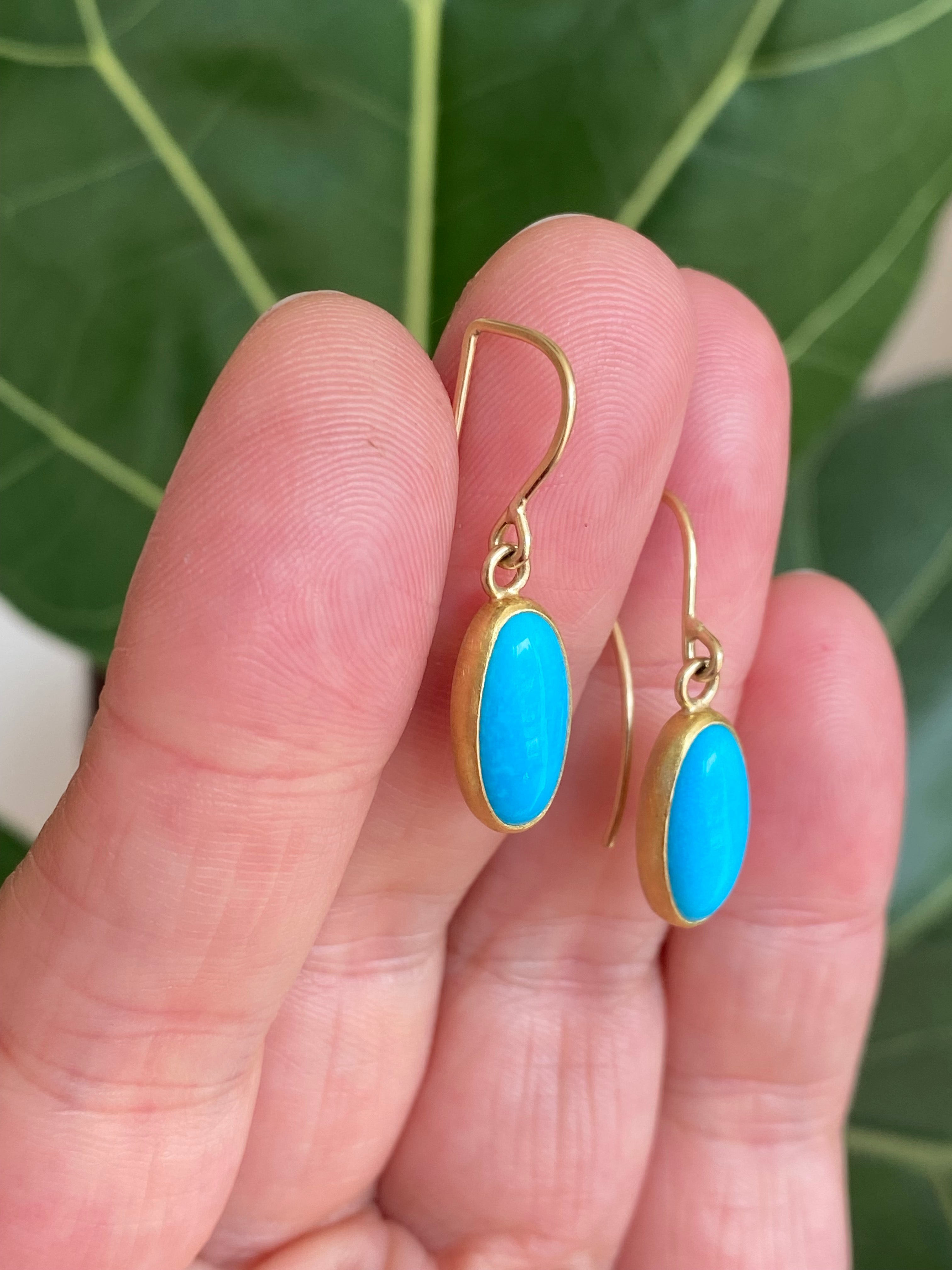 Sam Woehrmann- Sleeping Beauty Turquoise Oval Earrings on Wires