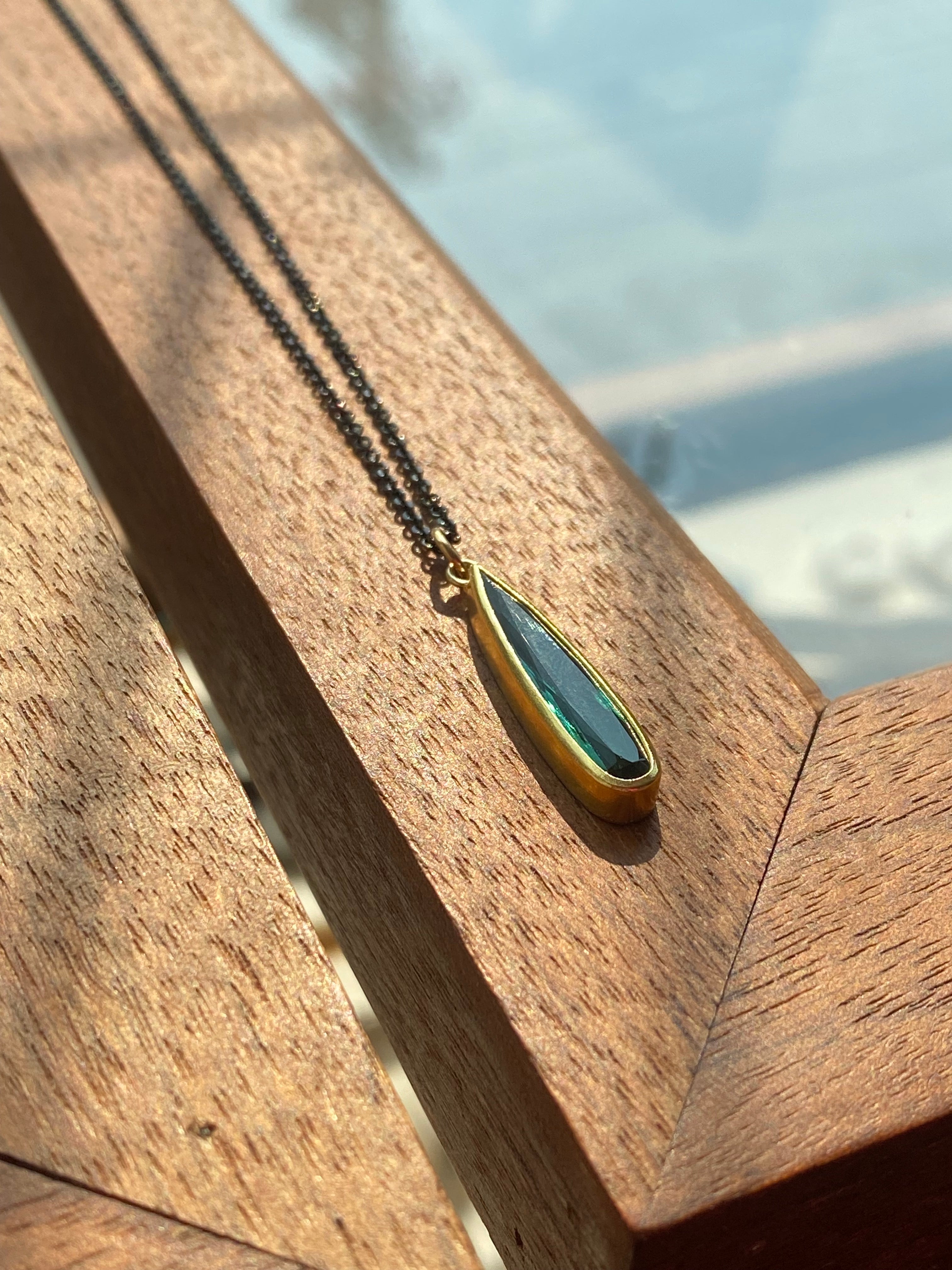 Sam Woehrmann- Green Tourmaline Drop Necklace