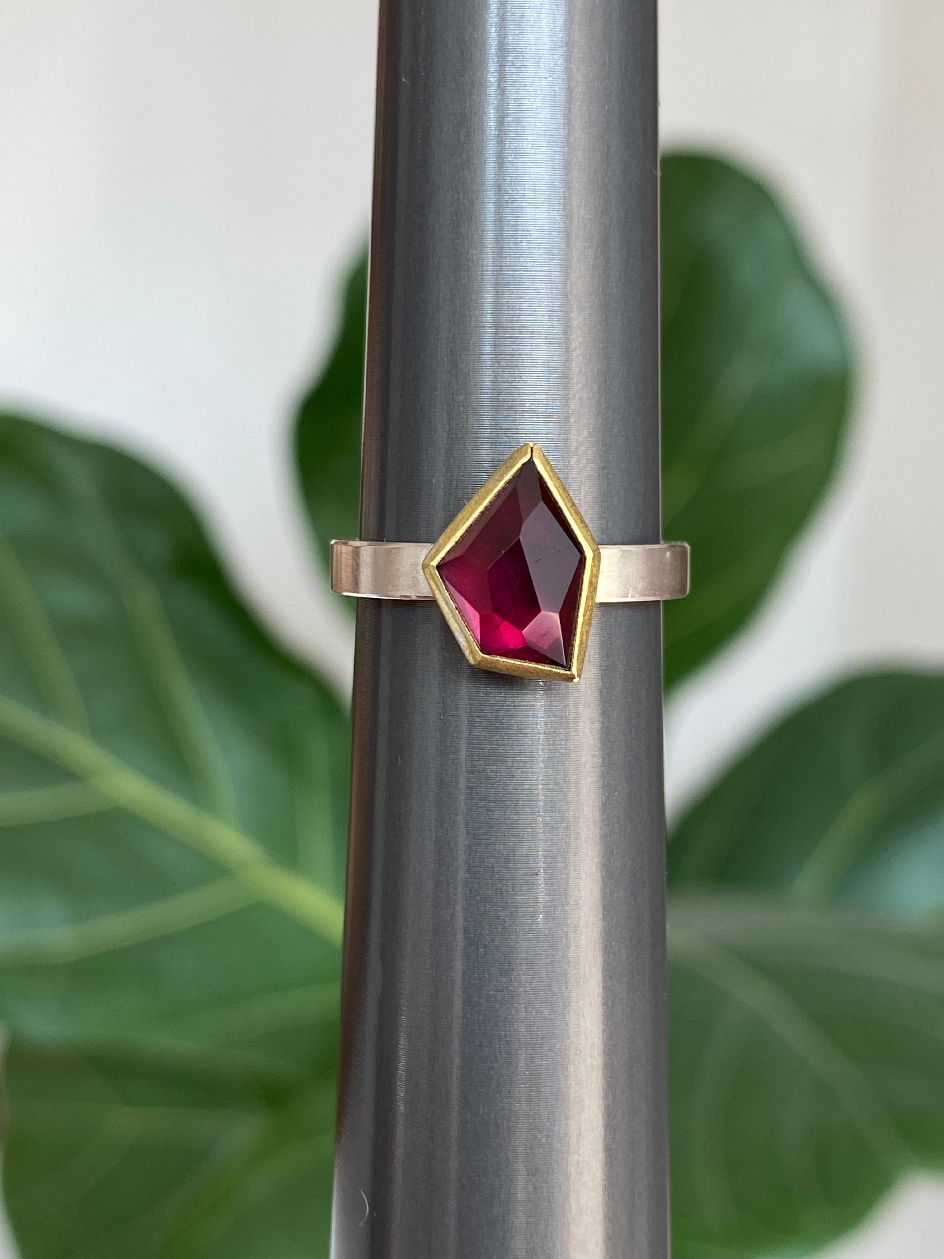 Sam Woehrmann- Geometric Rhodolite Garnet Stacking Ring