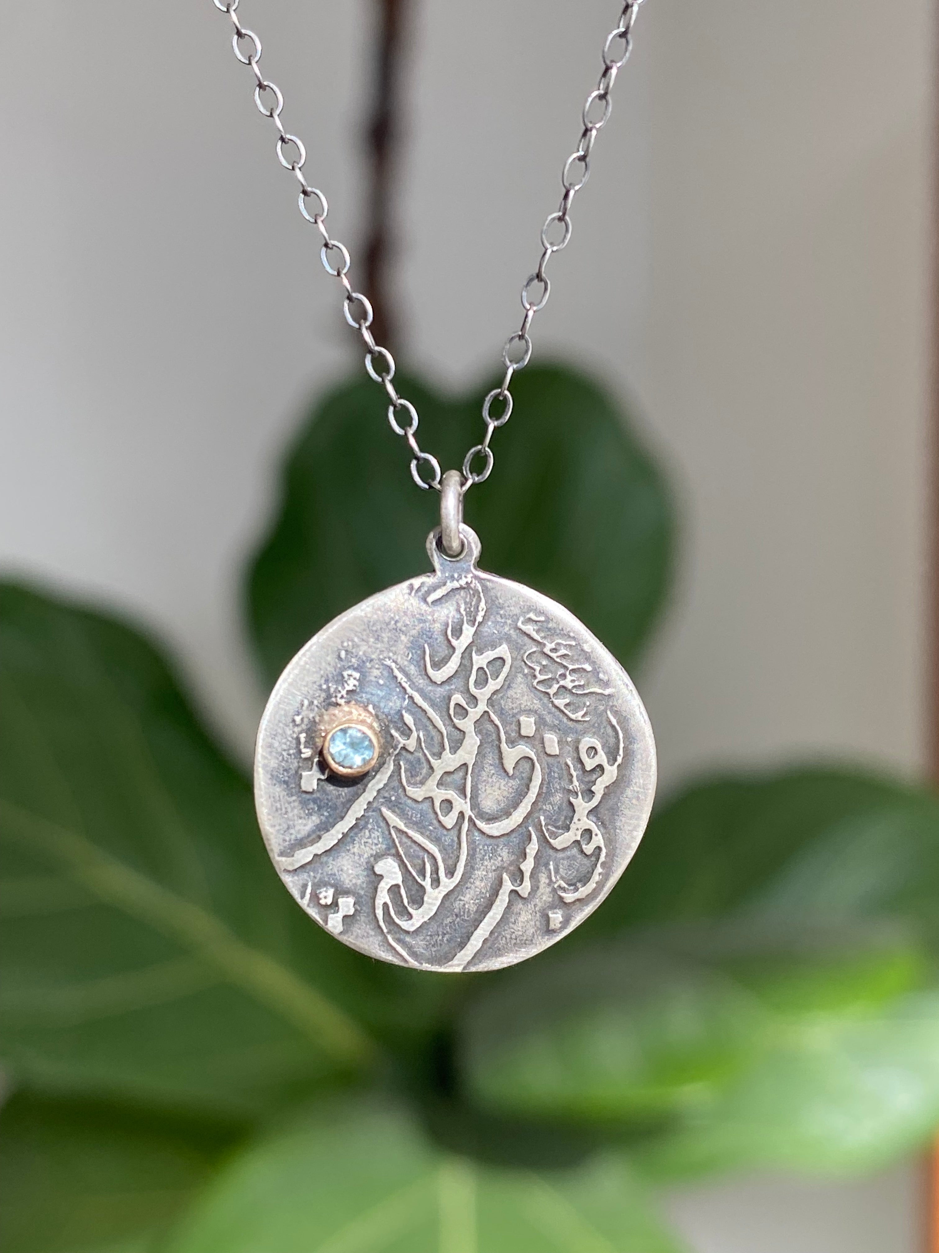 YFarmani Jewelry- Aquamarine Disc Necklace