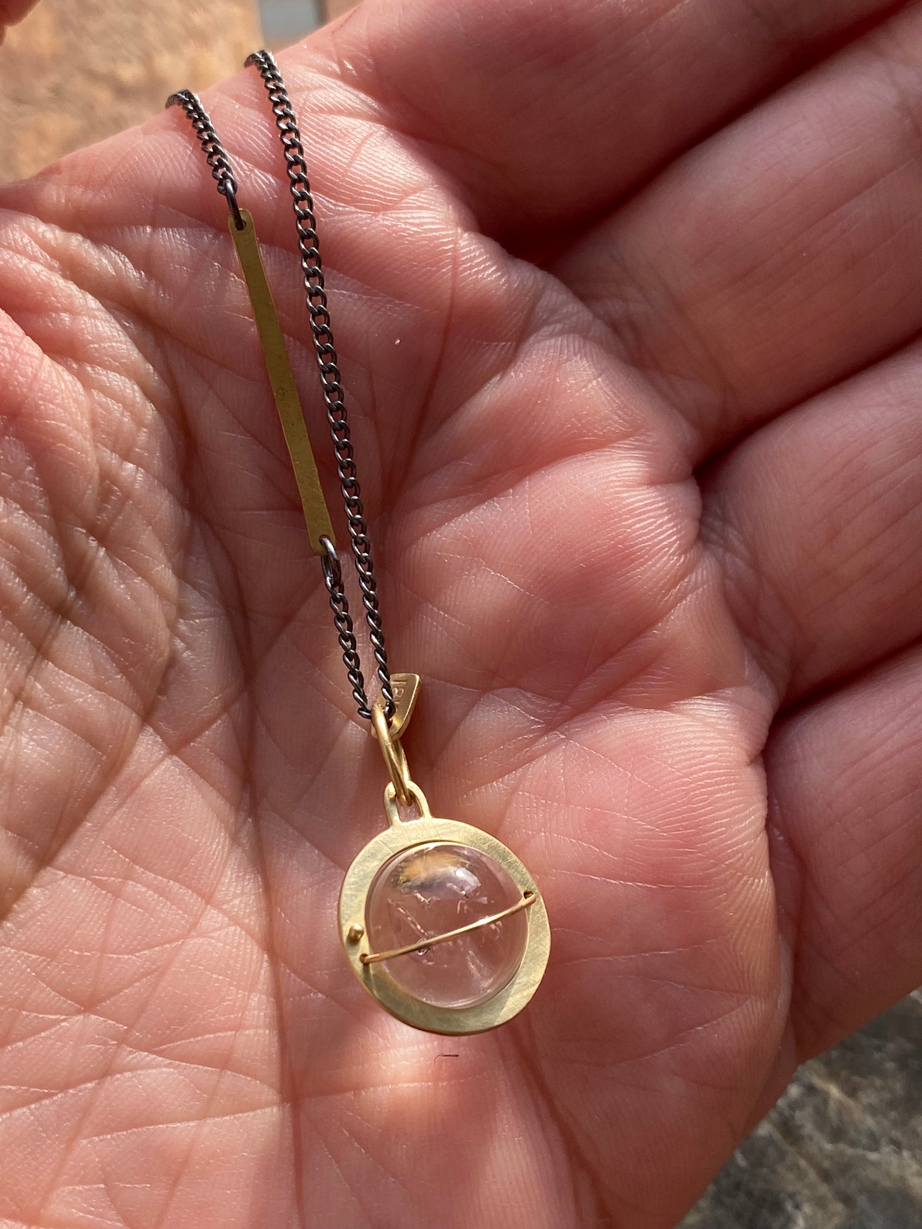 Hilary Finck- Captured Enhydro Quartz Orb Necklace