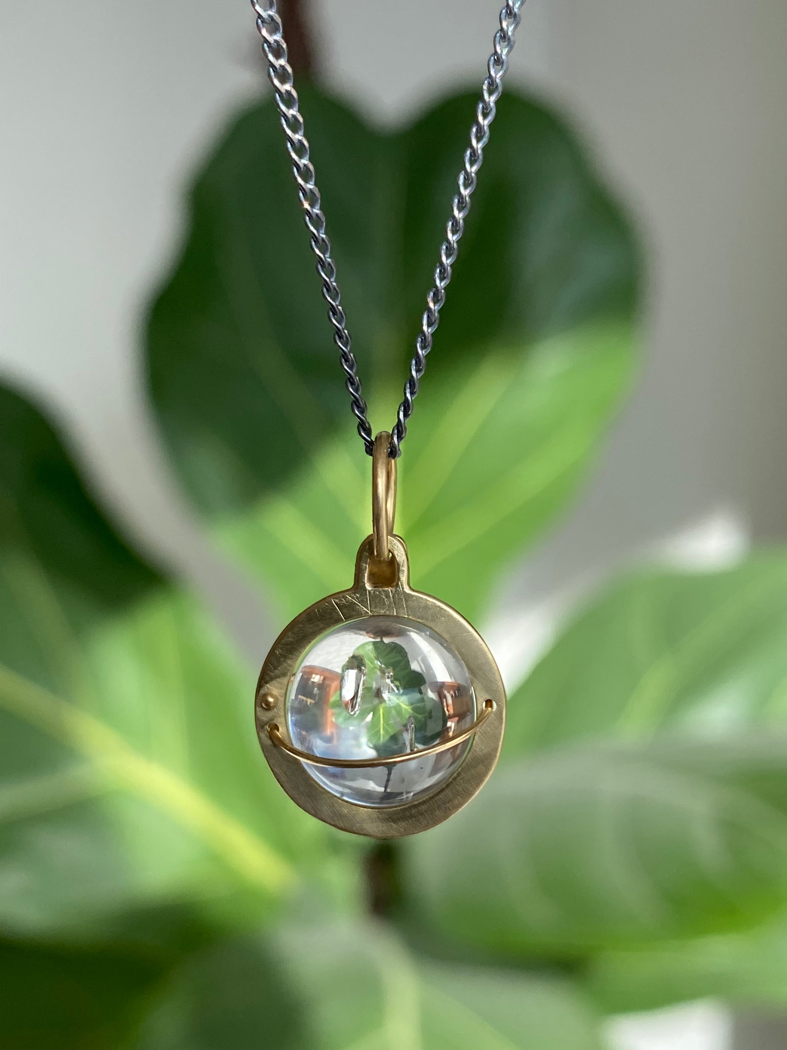 Hilary Finck- Captured Enhydro Quartz Orb Necklace